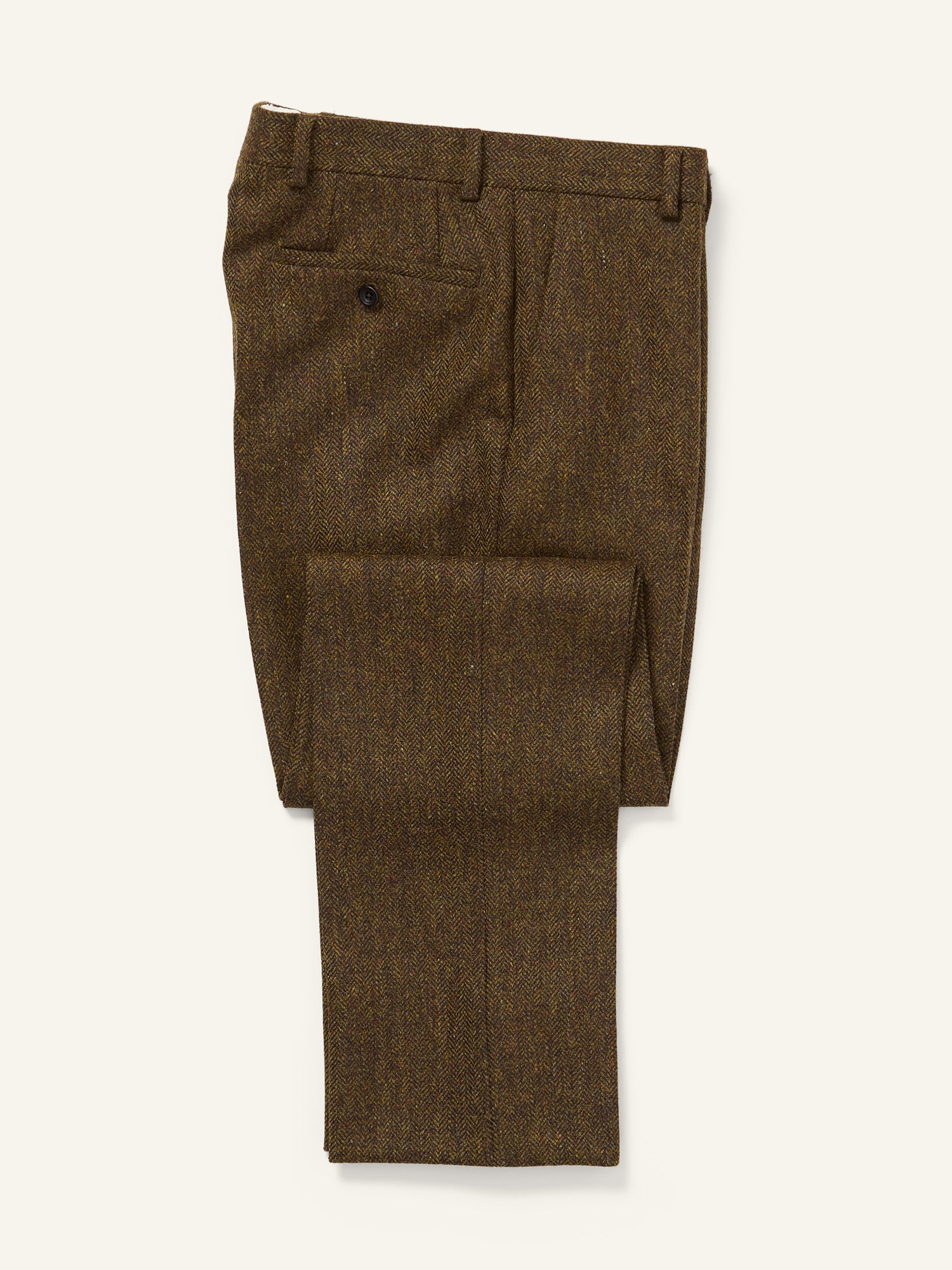 Mautby Herringbone Tweed Trousers Olive