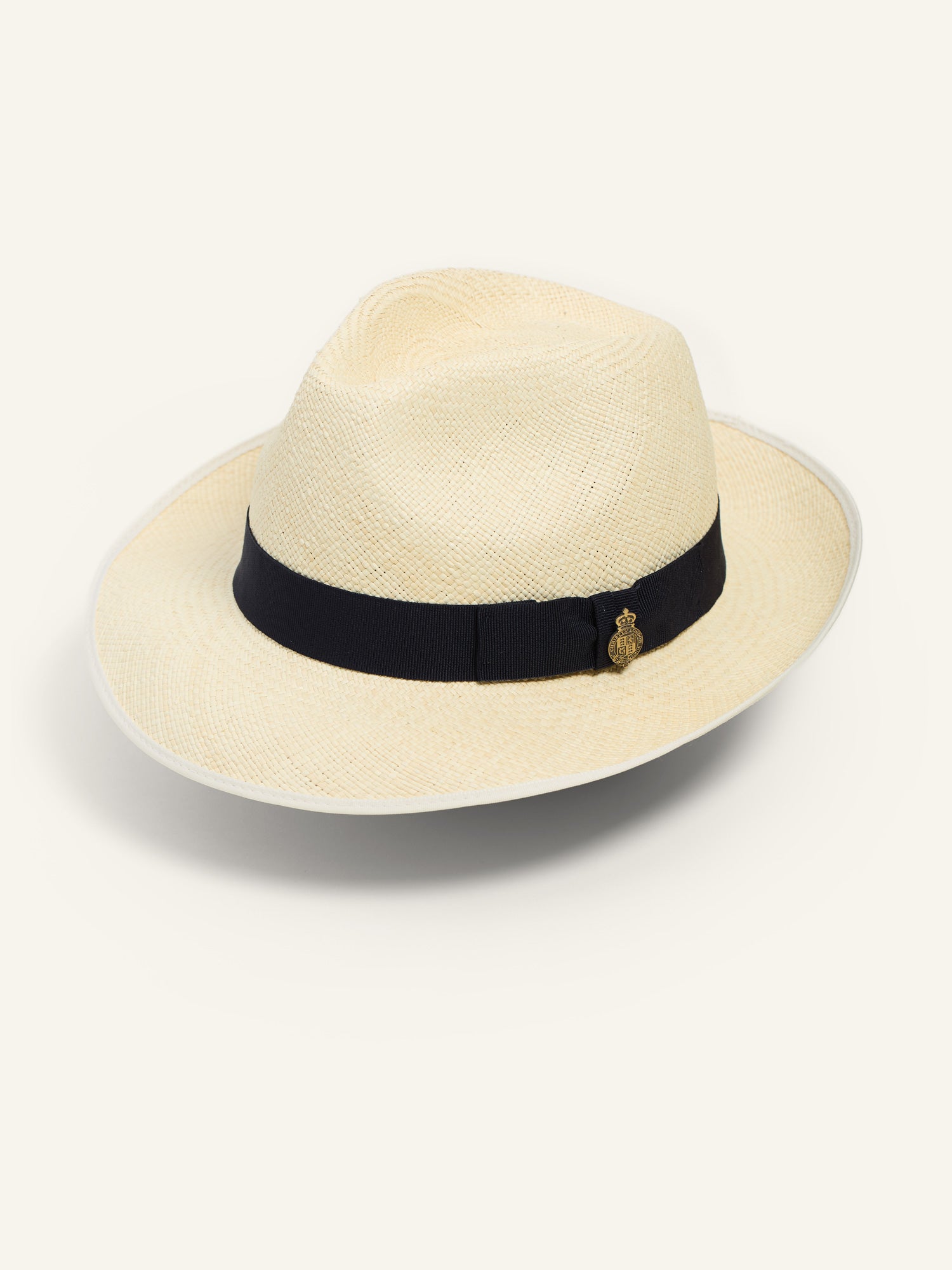 Classic Preset Panama Hat Semi Bleached Navy Band