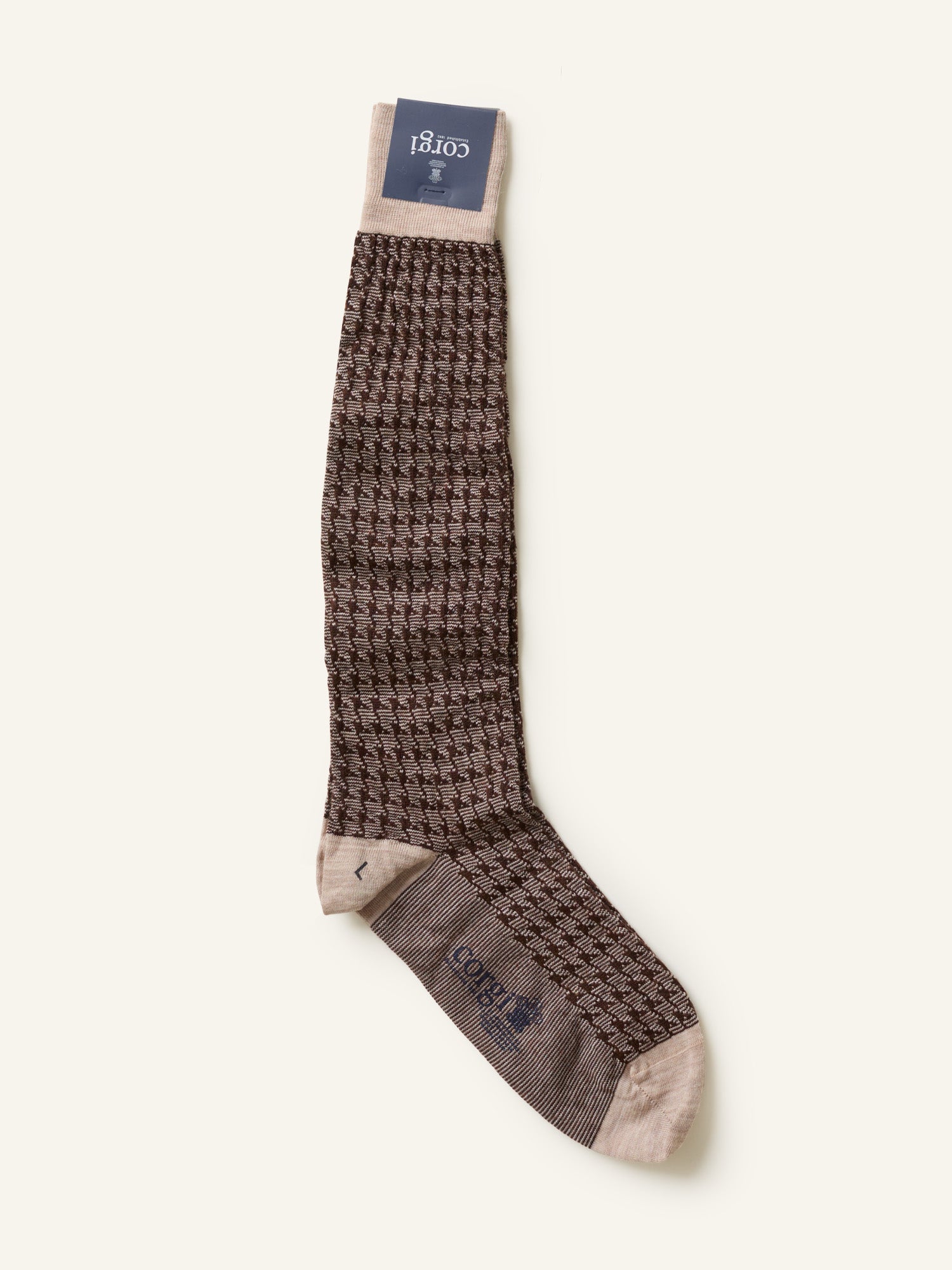 OTC Dogtooth Wool Socks Beige