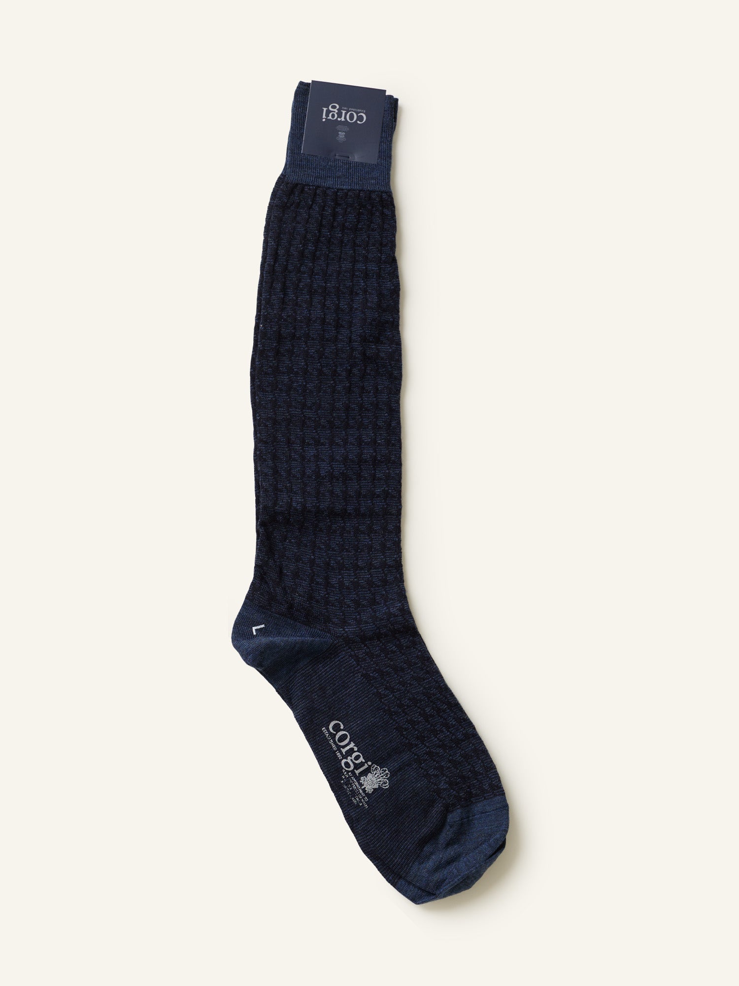 OTC Dogtooth Wool Socks Navy