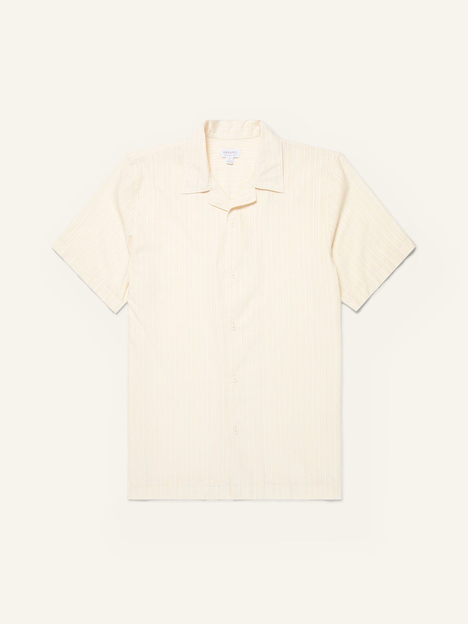 Dobby Stripe Camp Collar Shirt Ecru