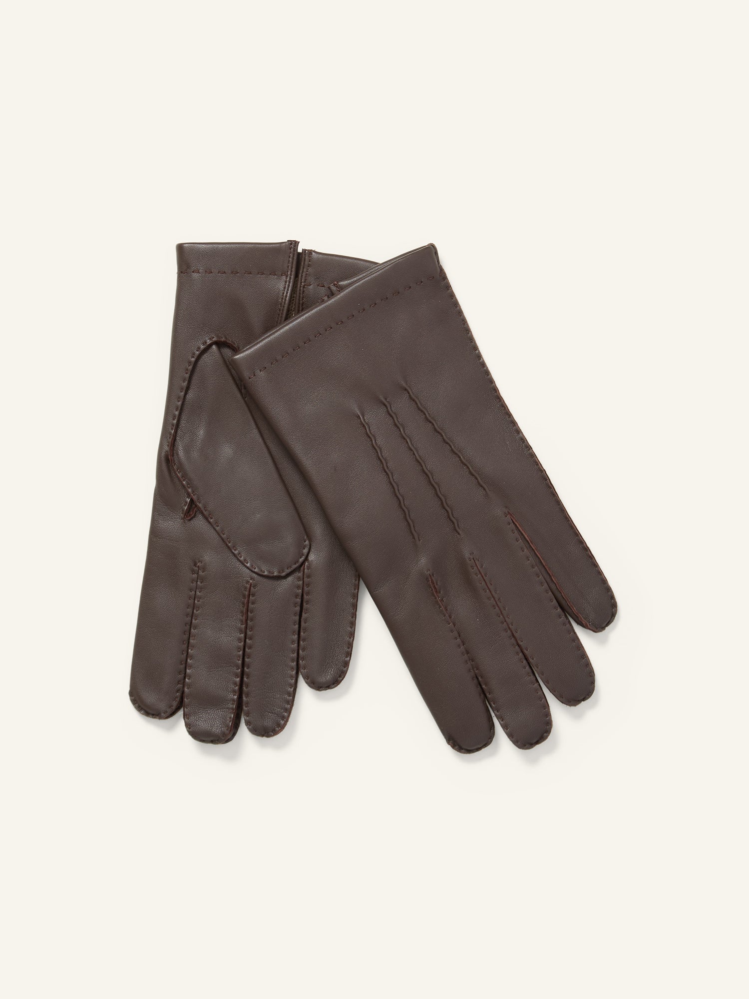 Cashmere Lined Leather Gloves Brown