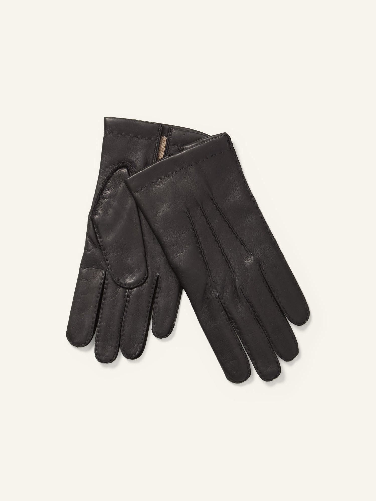 Cashmere Lined Leather Gloves Black