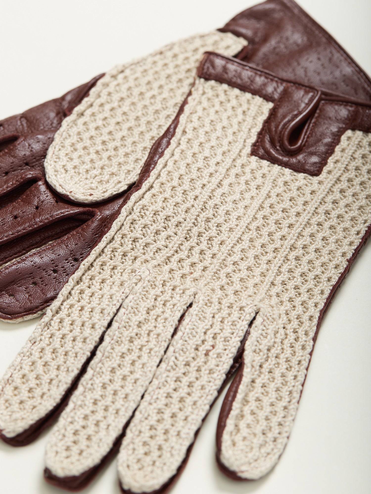 Cotton Crochet Back Driving Gloves English Tan