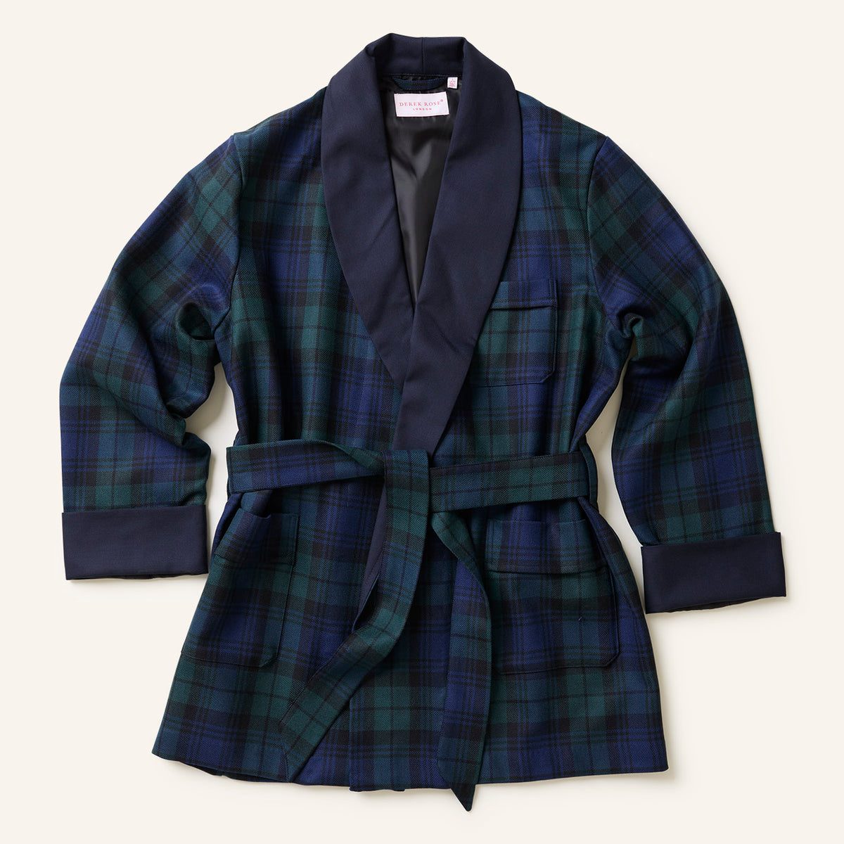 Derek Rose Wool Smoking Jacket Black Watch - Main Image