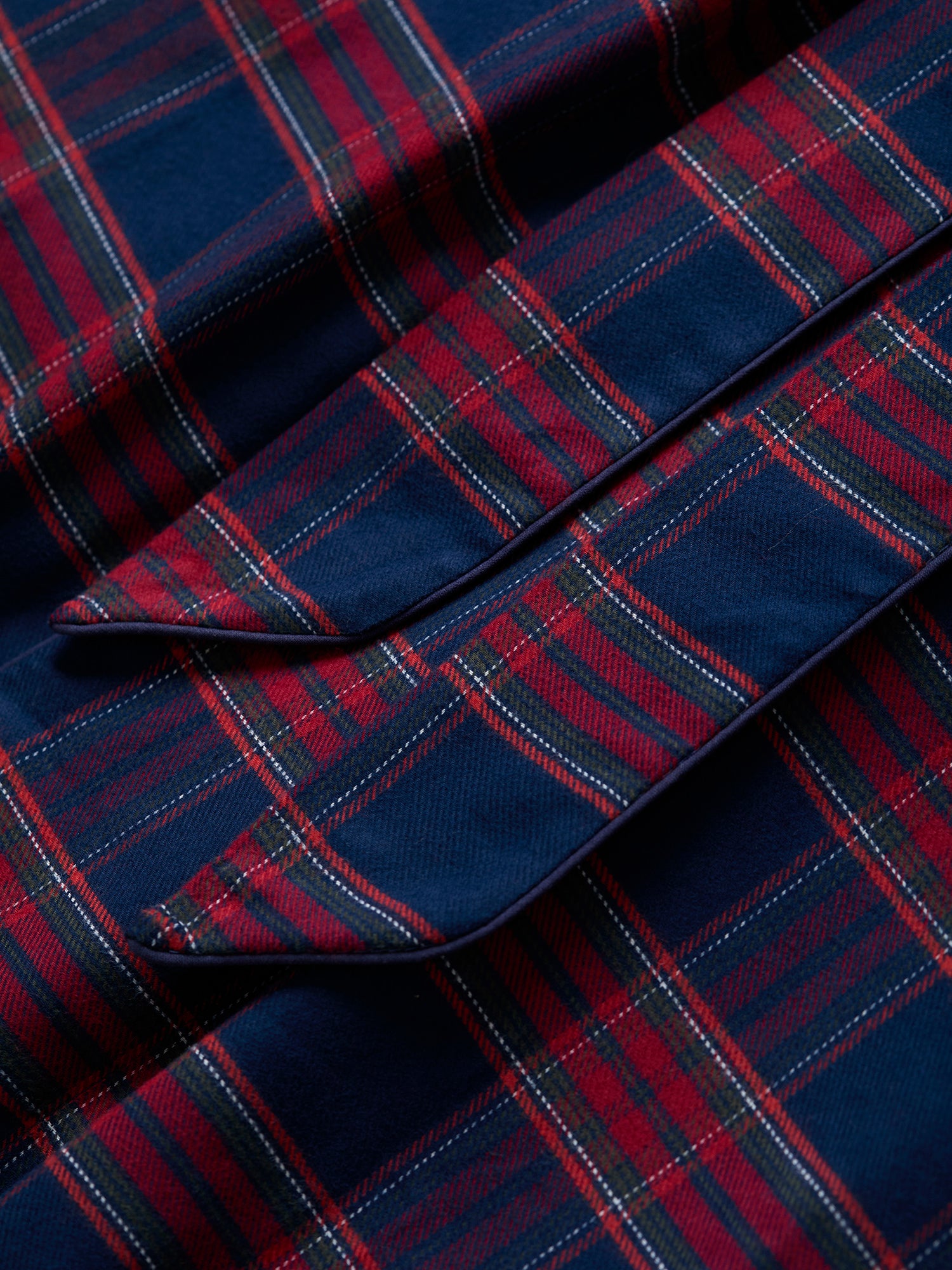 Brushed Cotton Dressing Gown Navy Tartan