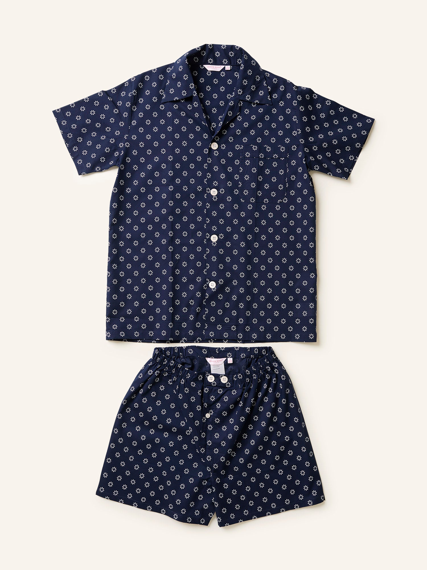 Batiste Short Pyjamas Flower Print Navy