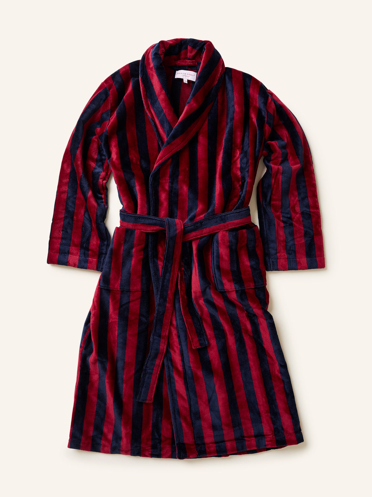 Terry Bathrobe Red Navy Stripe