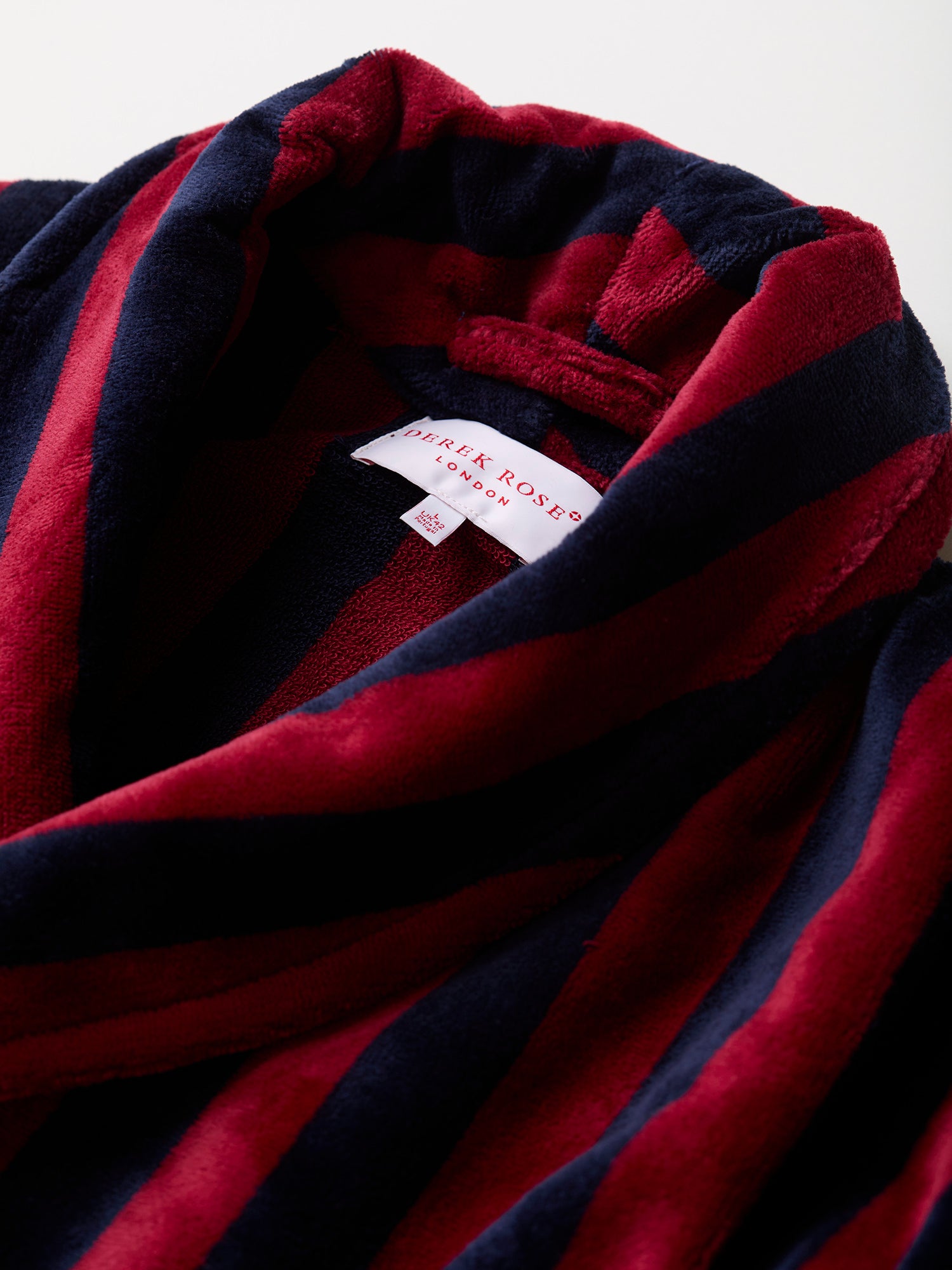 Terry Bathrobe Red Navy Stripe