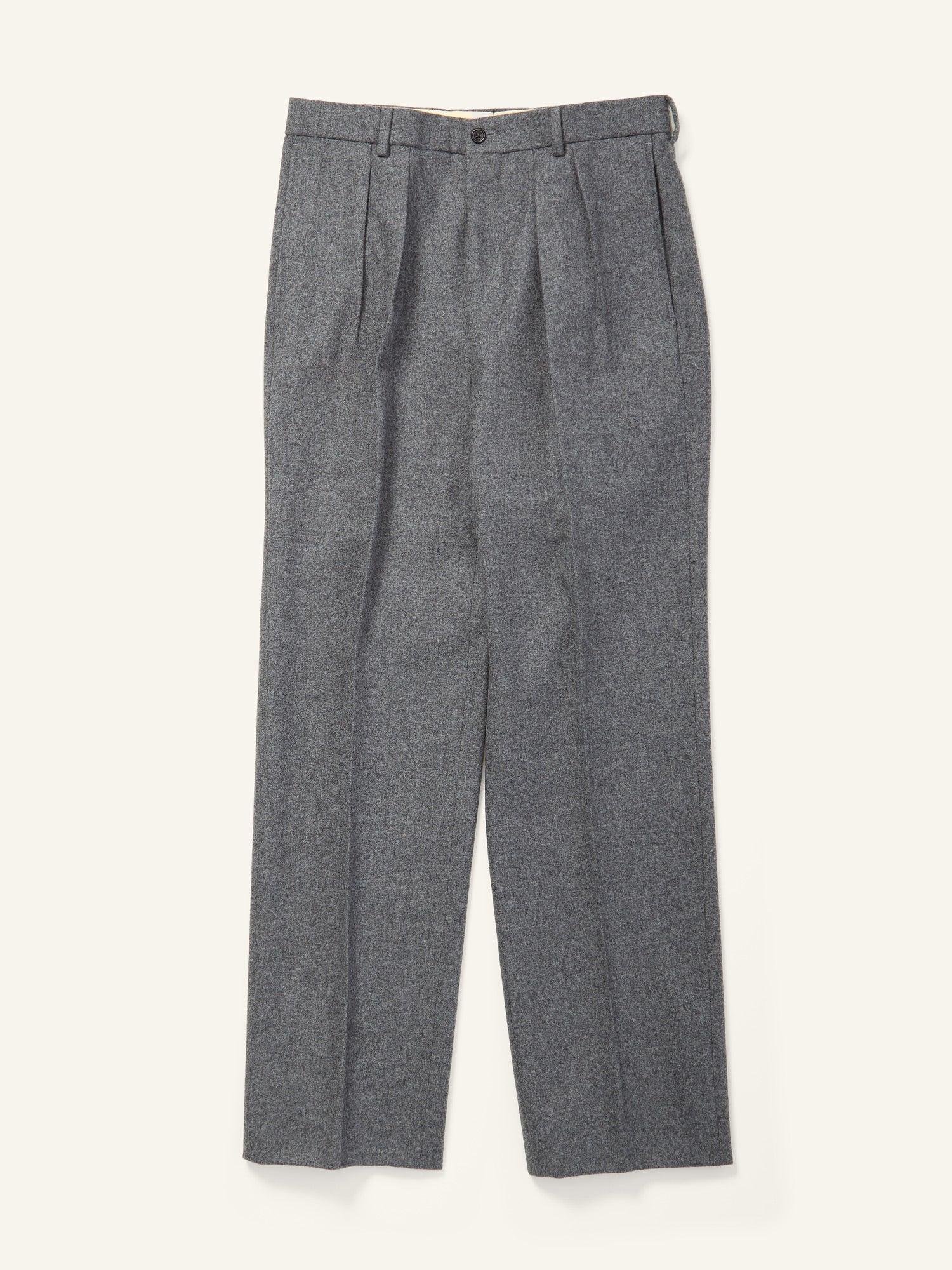 Dilham Pleated Woollen Flannel Trousers Mid Grey