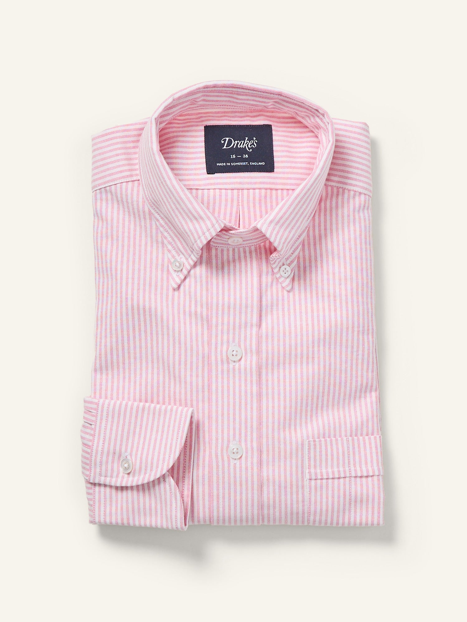 Oxford Cloth Button Down Shirt Ticking Dark Pink