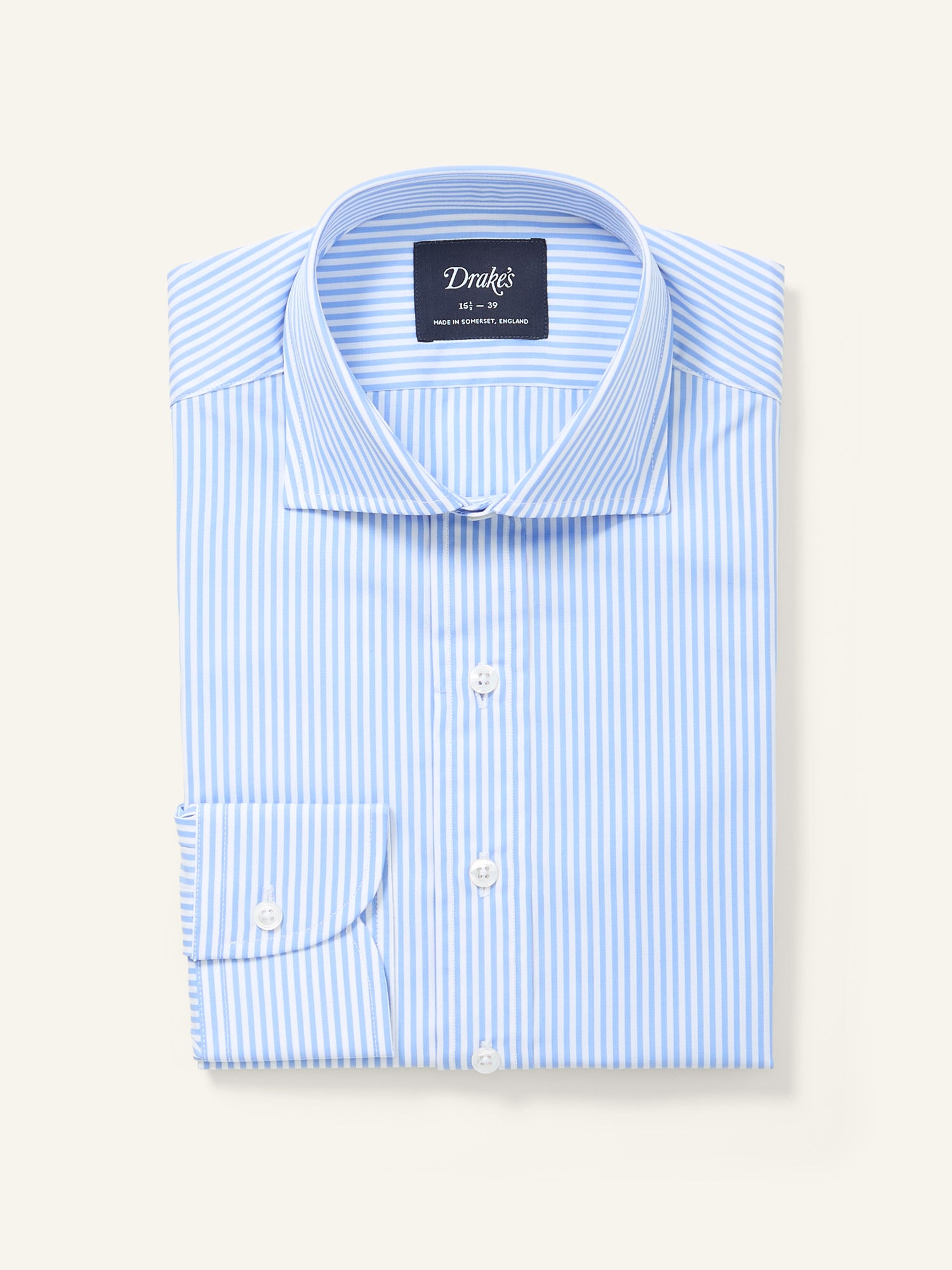 Poplin Spread Collar Bengal Stripe Shirt Sky Blue