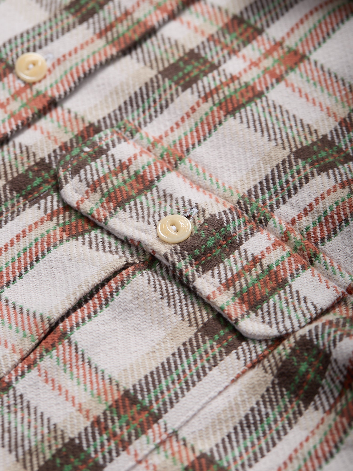 Checked Heavy Cotton Work Shirt Ecru/Clay/Green