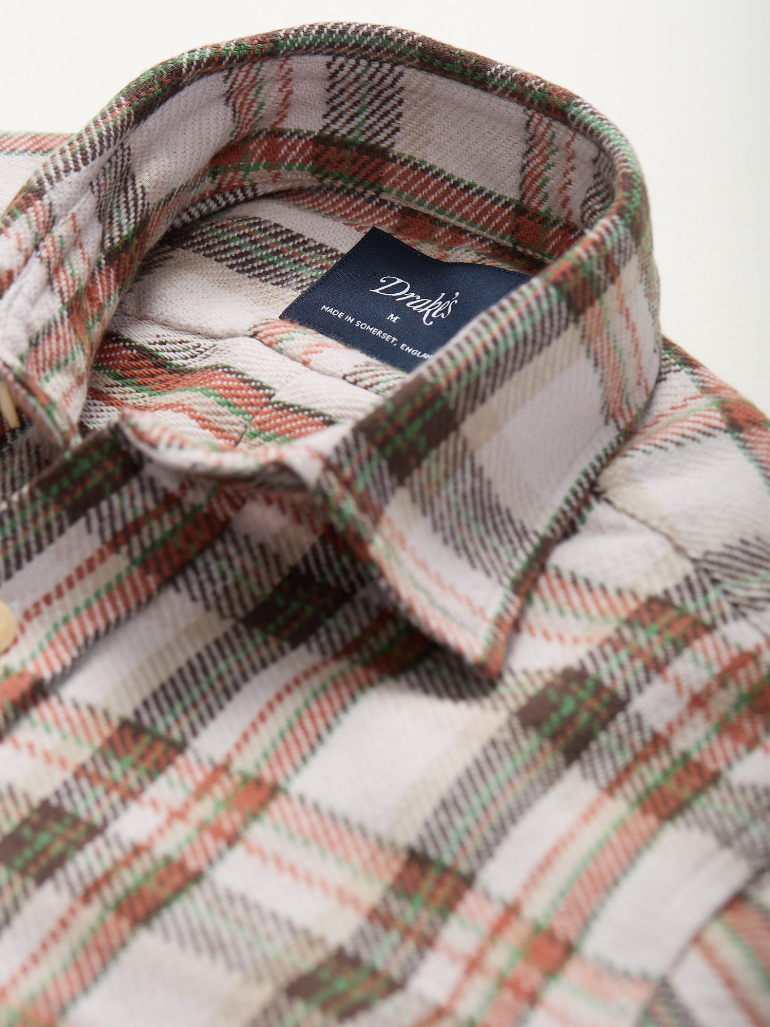 Checked Heavy Cotton Work Shirt Ecru/Clay/Green