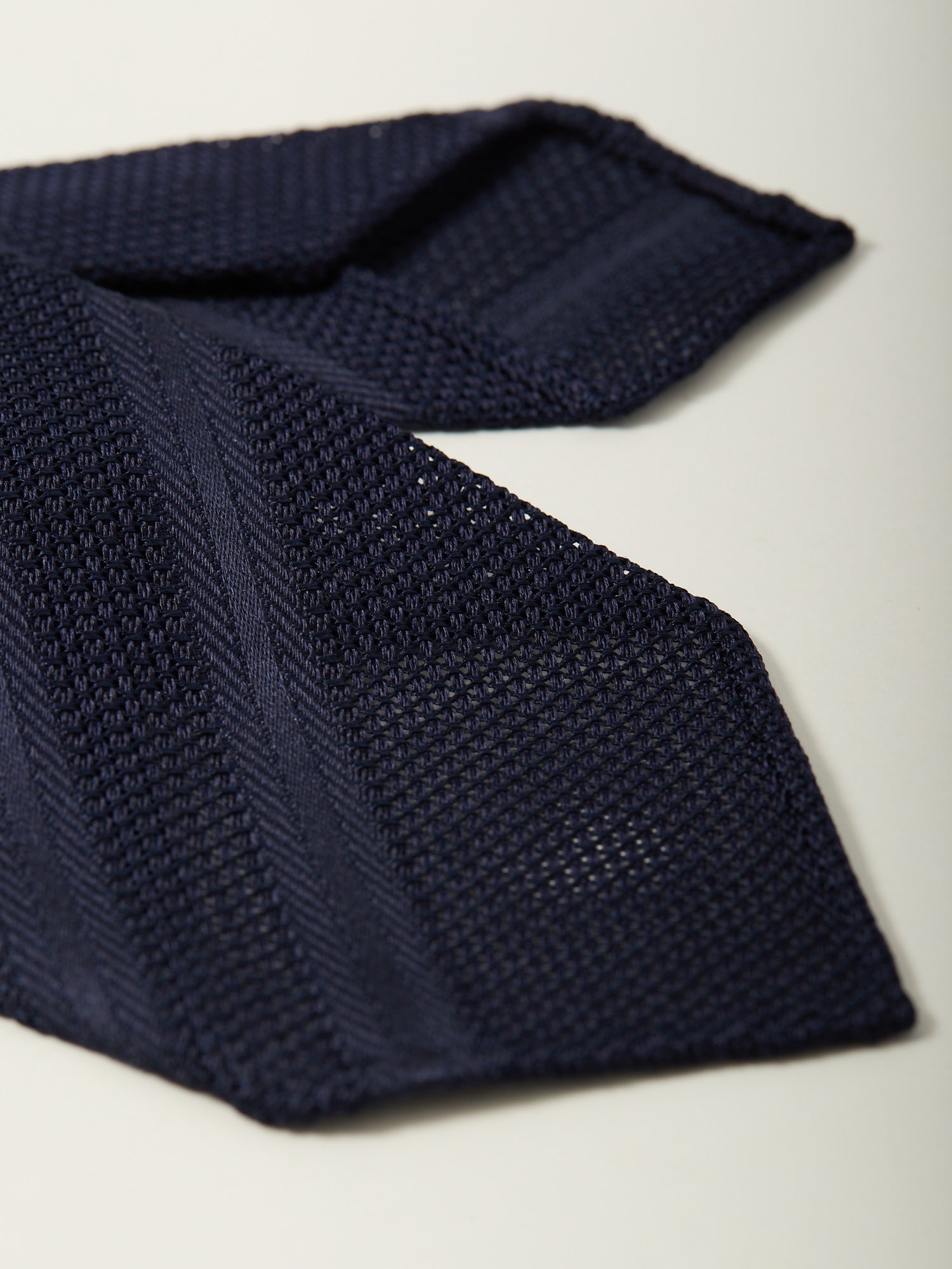 Dotted Stripe Grenadine Silk Tie Navy