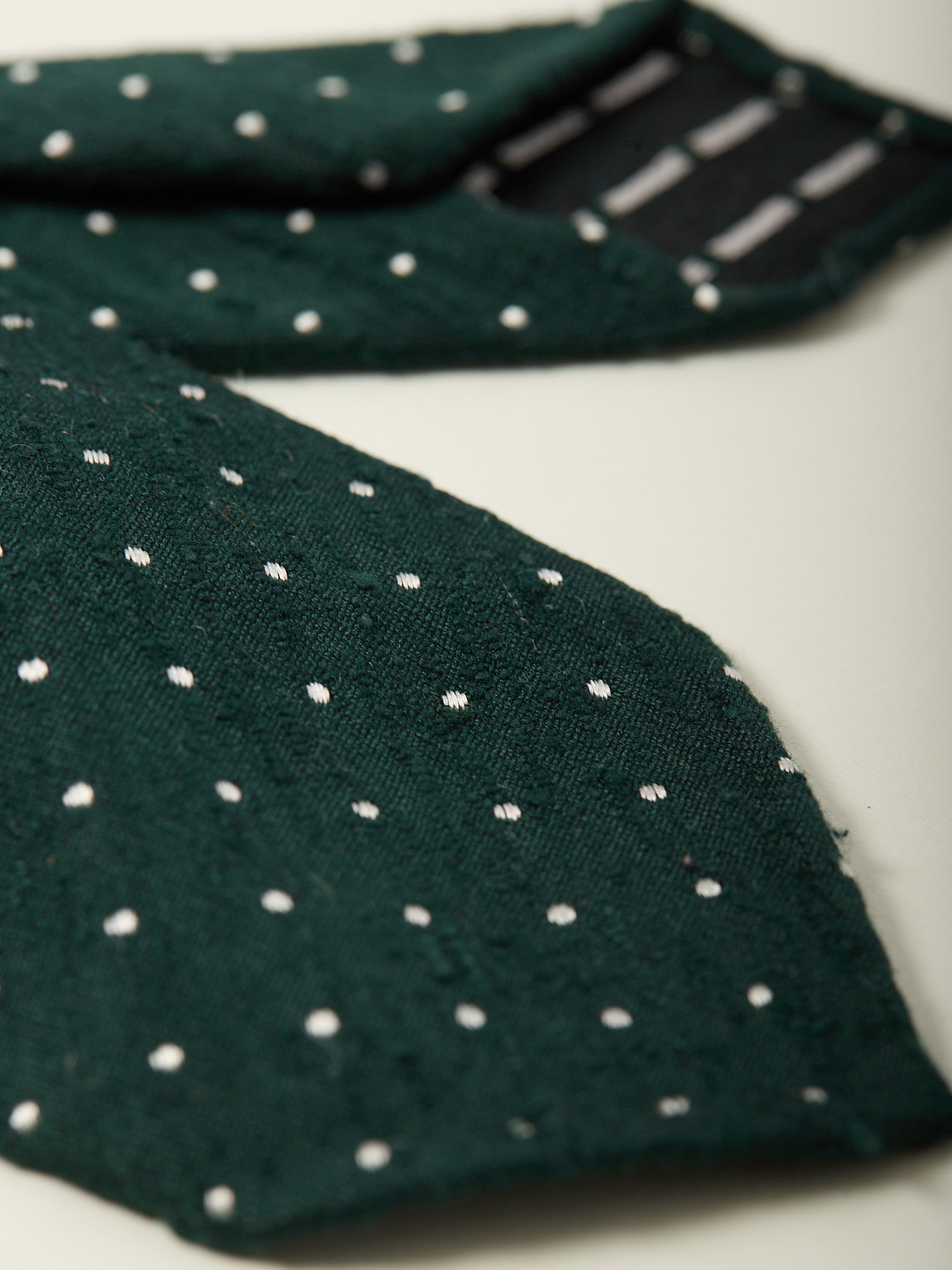 Embroidered Spot Slub Silk Tie Dk Green