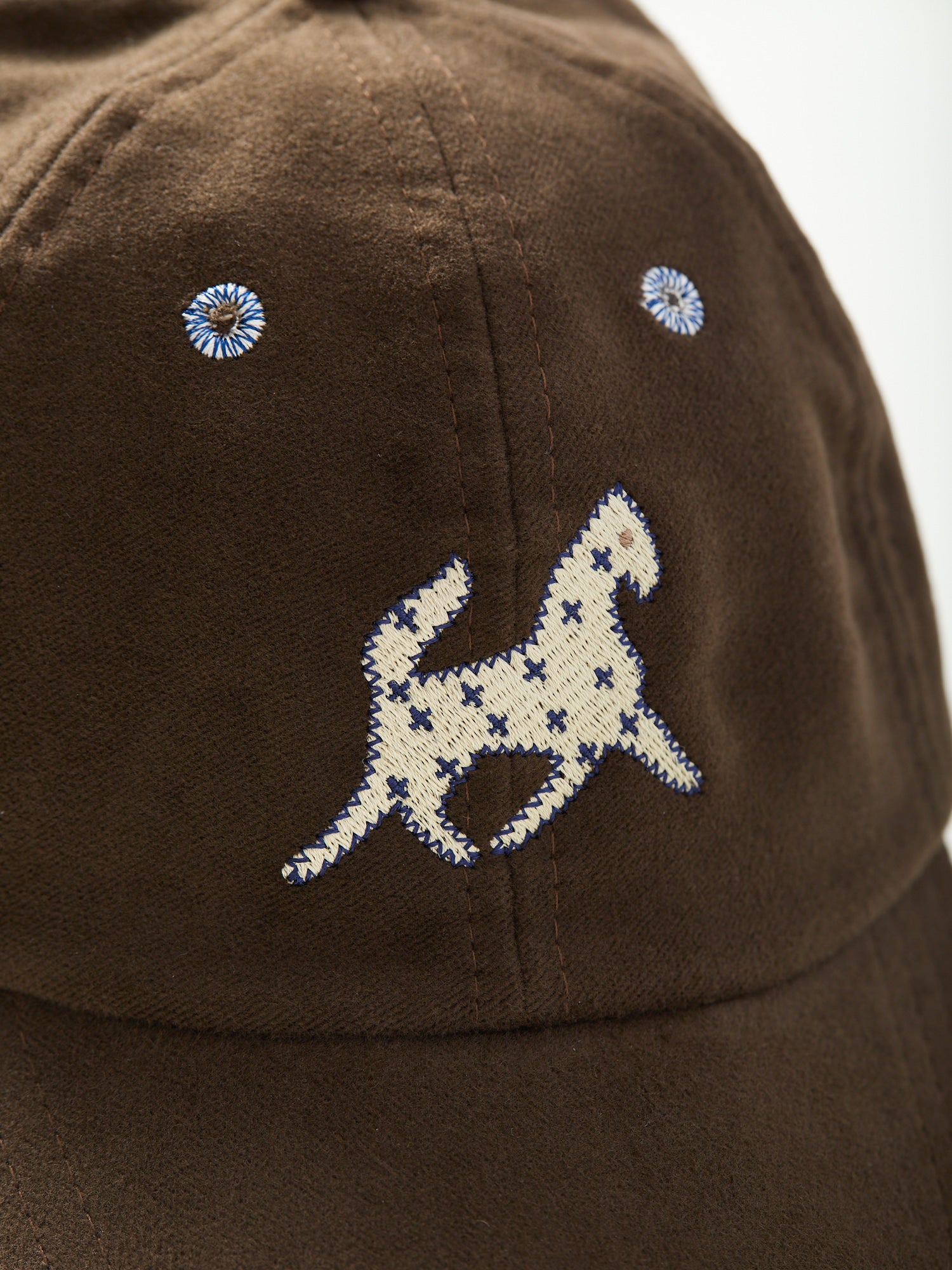 Horse Applique Moleskin Baseball Cap Brown