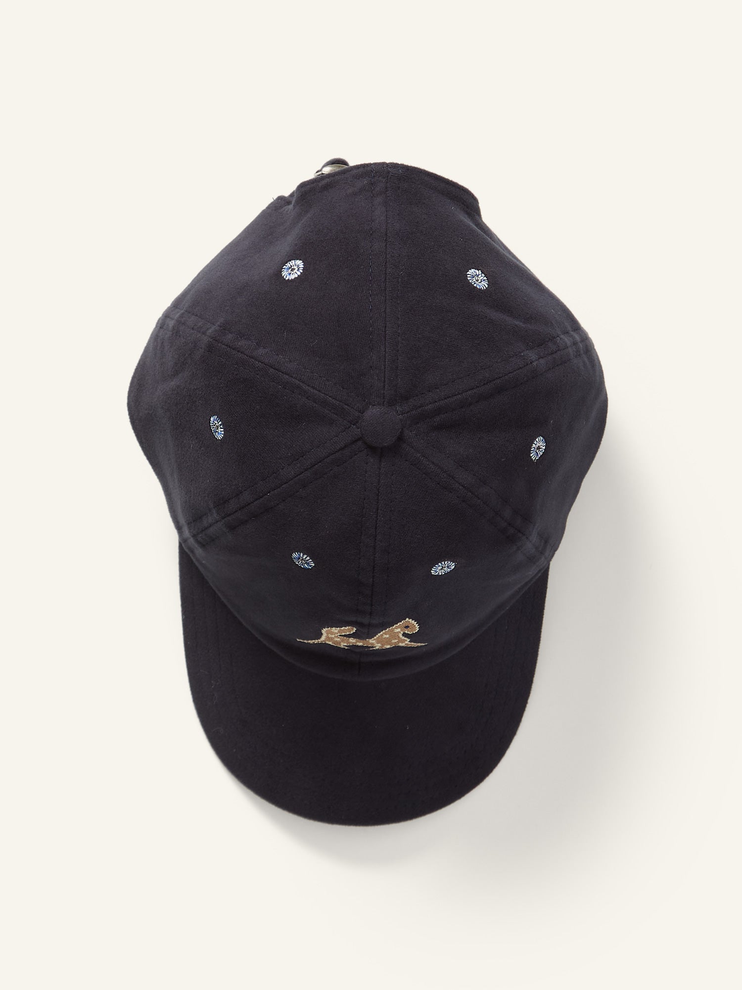 Horse Applique Moleskin Baseball Cap Dark Navy