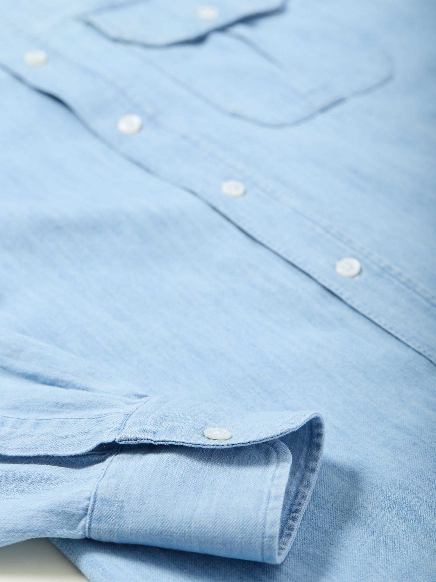 Bleach Wash Denim Work Shirt