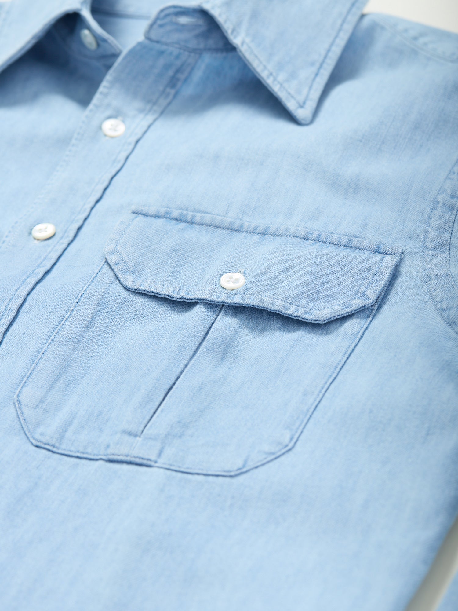Bleach Wash Denim Work Shirt