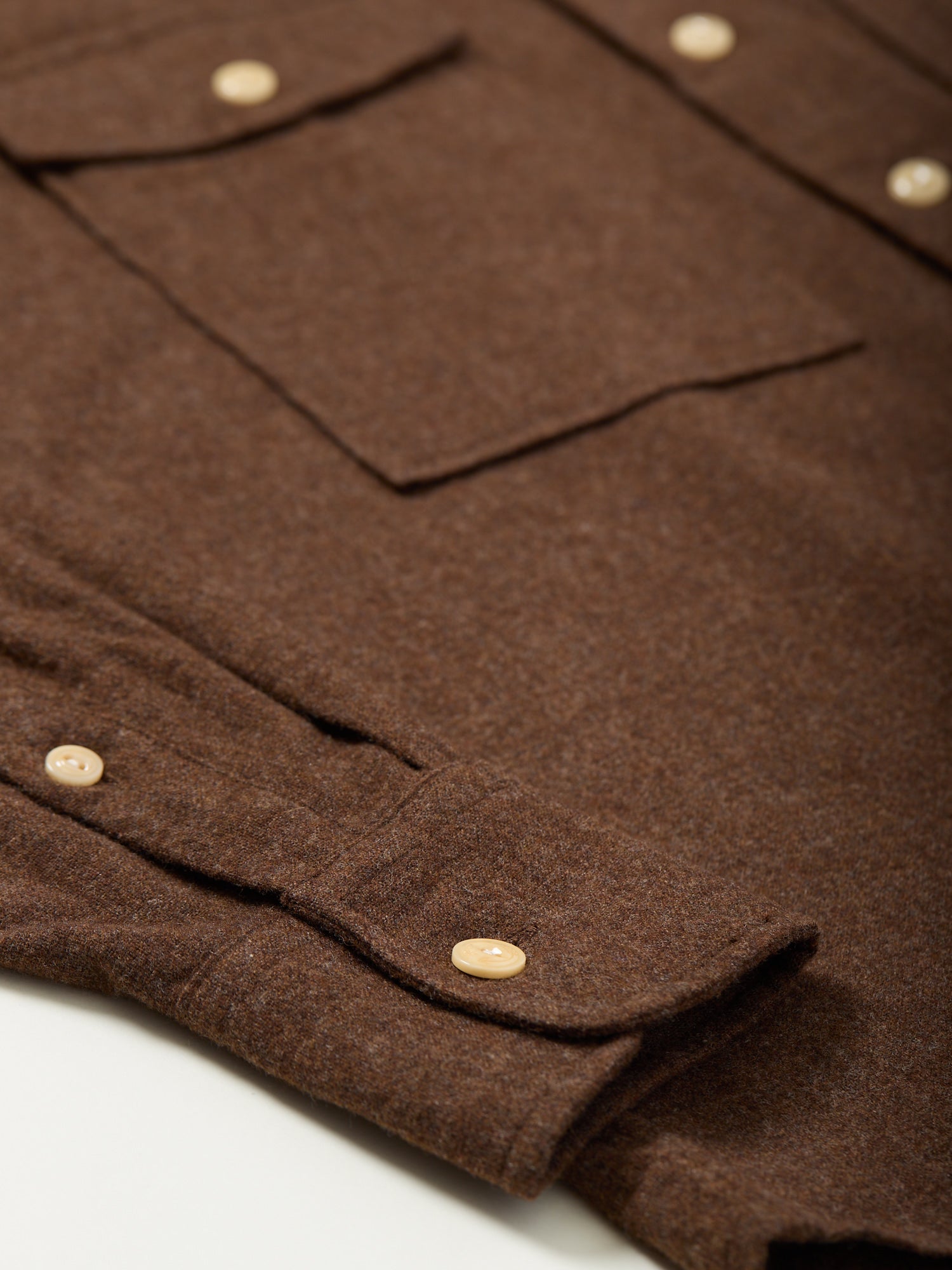 Wool Two-Pocket Work Shirt Brown