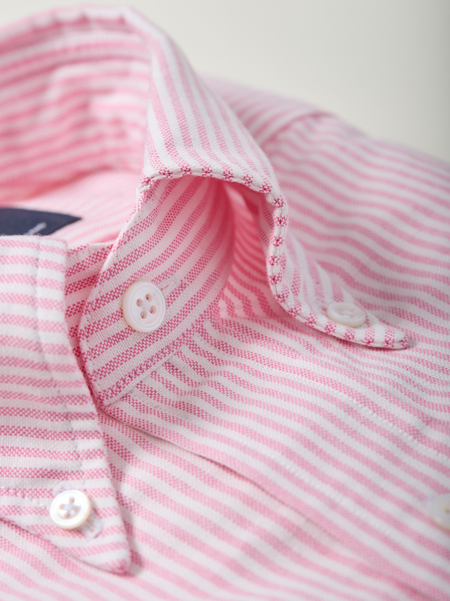 Oxford Cloth Button Down Shirt Ticking Dark Pink