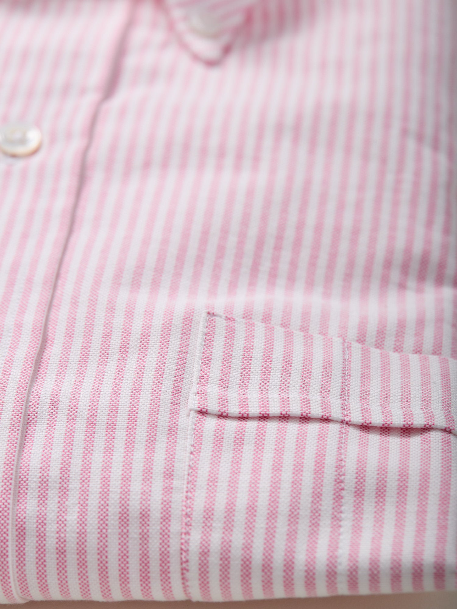 Oxford Cloth Button Down Shirt Ticking Dark Pink