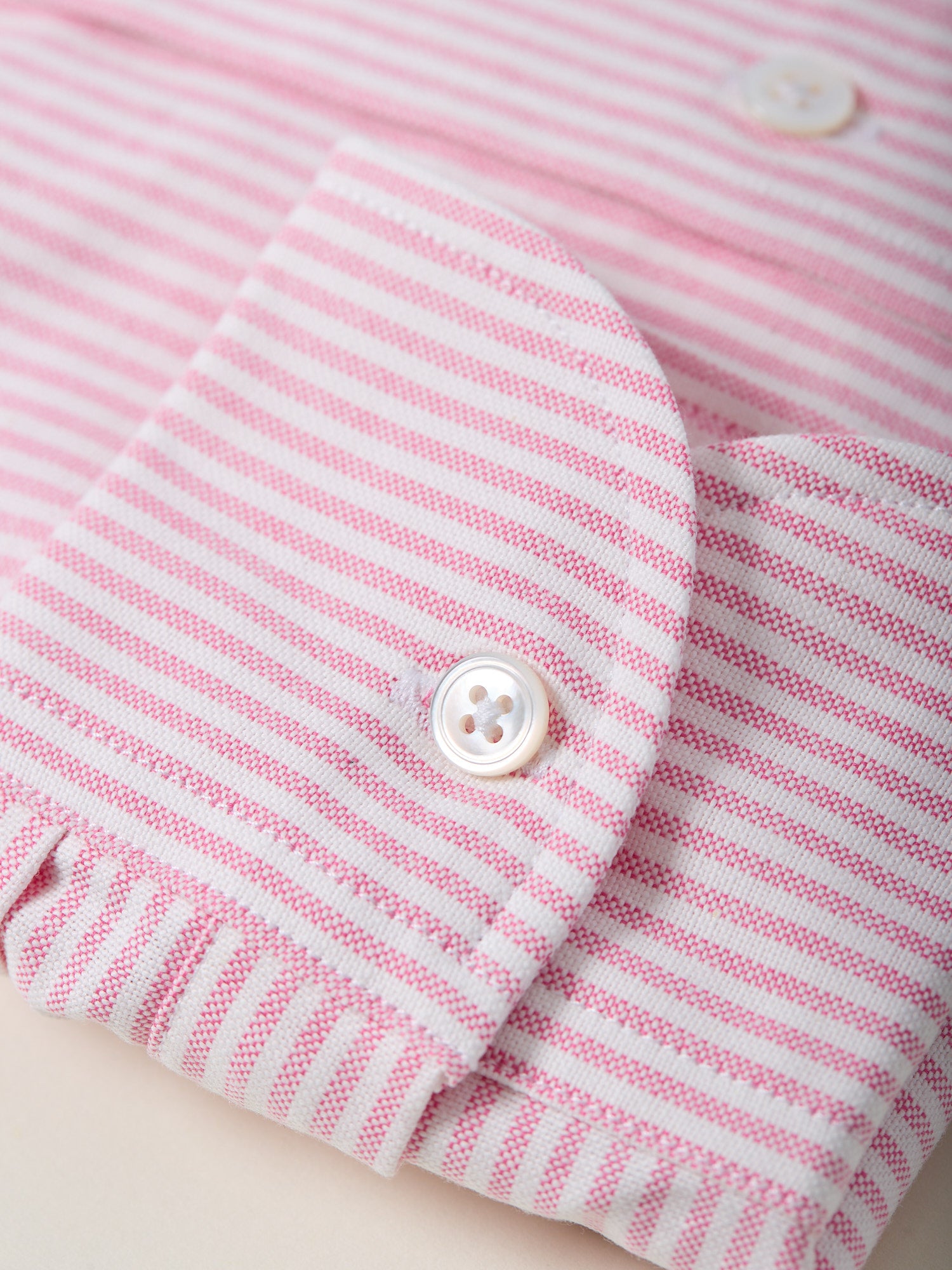 Oxford Cloth Button Down Shirt Ticking Dark Pink