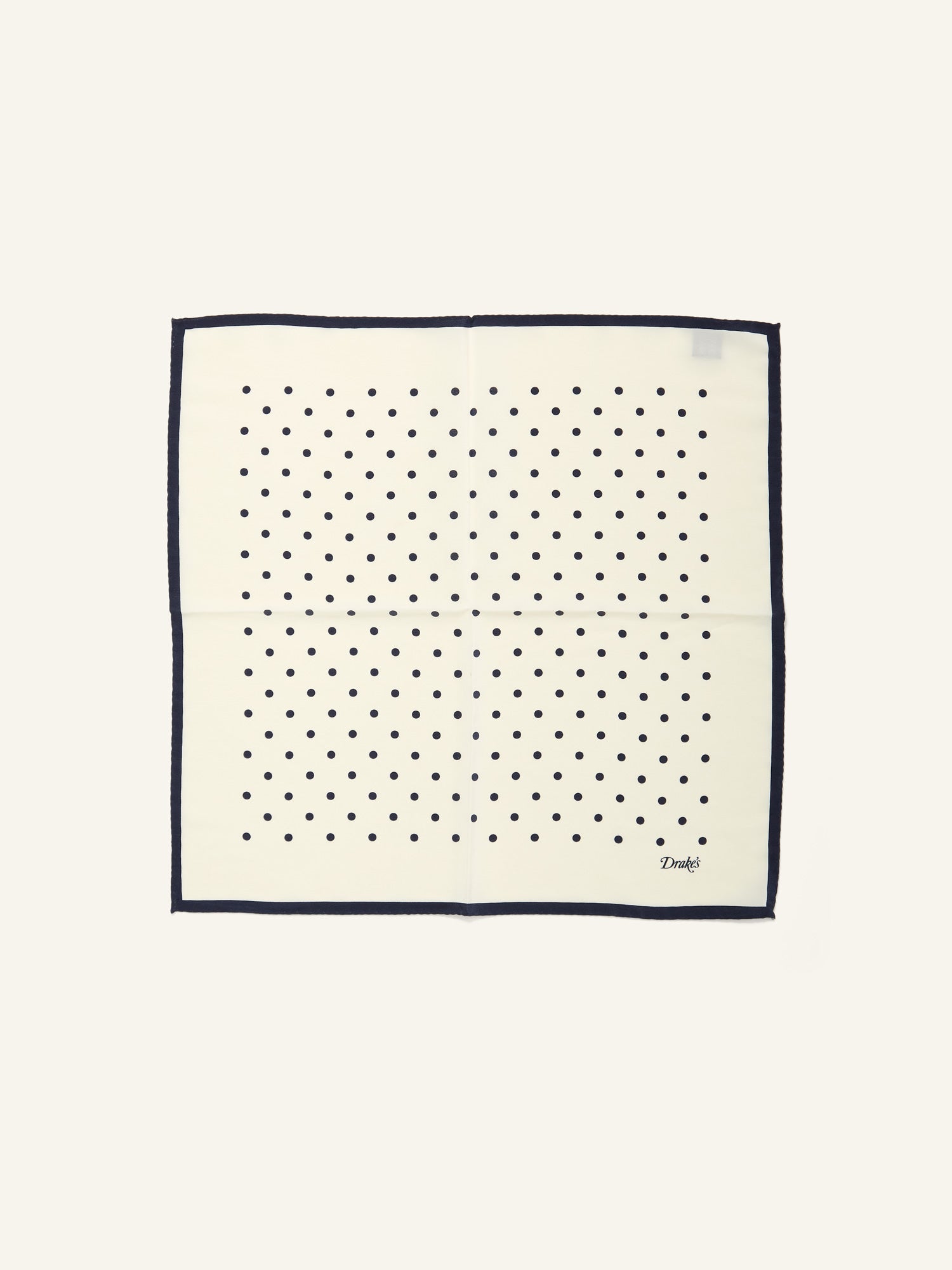 Polka Dot Print Pocket Square Ecru