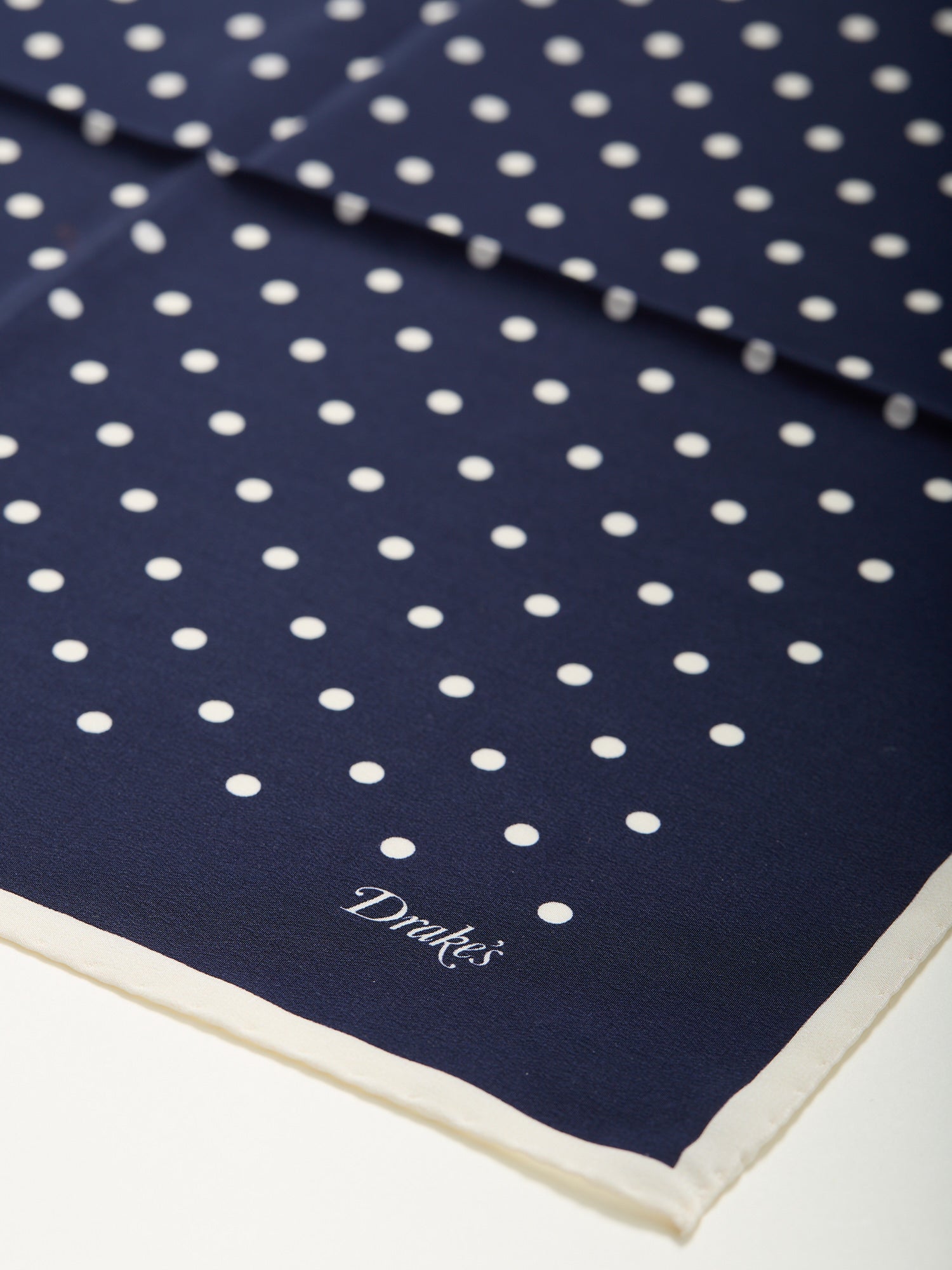 Polka Dot Print Pocket Square Navy