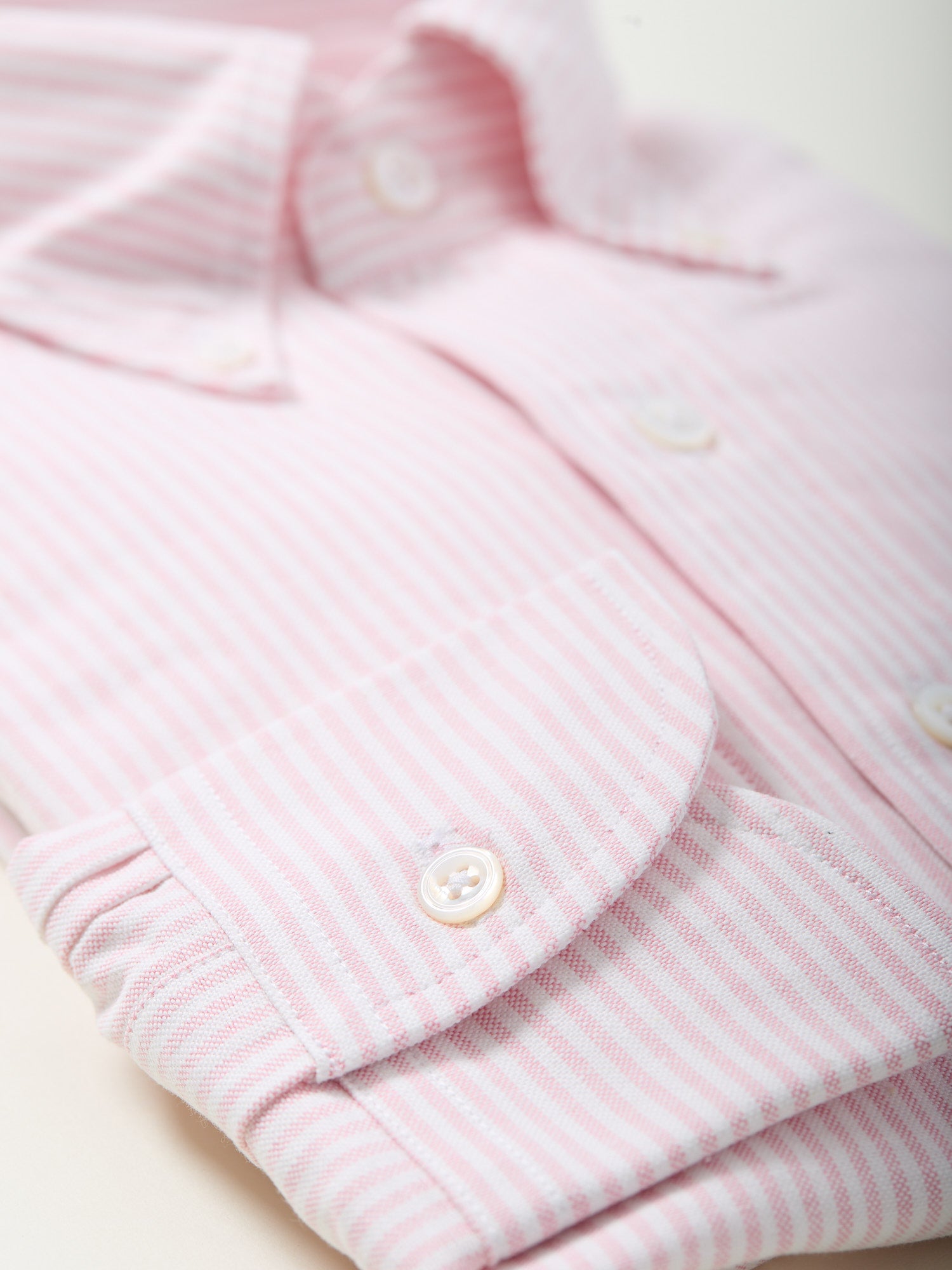 Oxford Cloth Button Down Shirt Light Pink Ticking Stripe