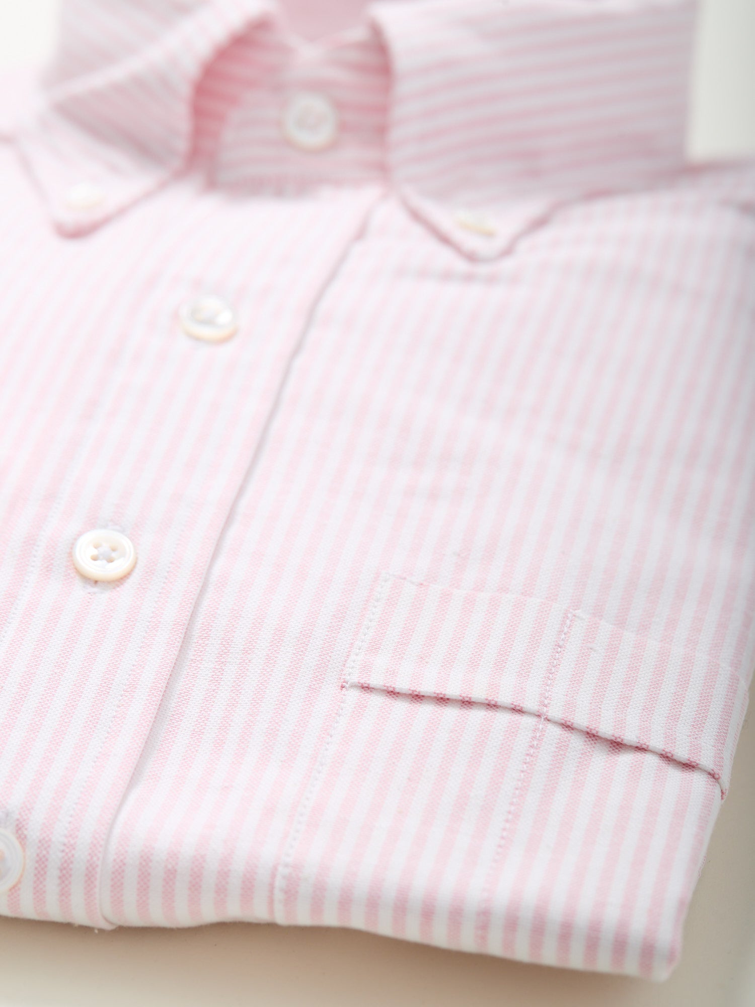 Oxford Cloth Button Down Shirt Light Pink Ticking Stripe