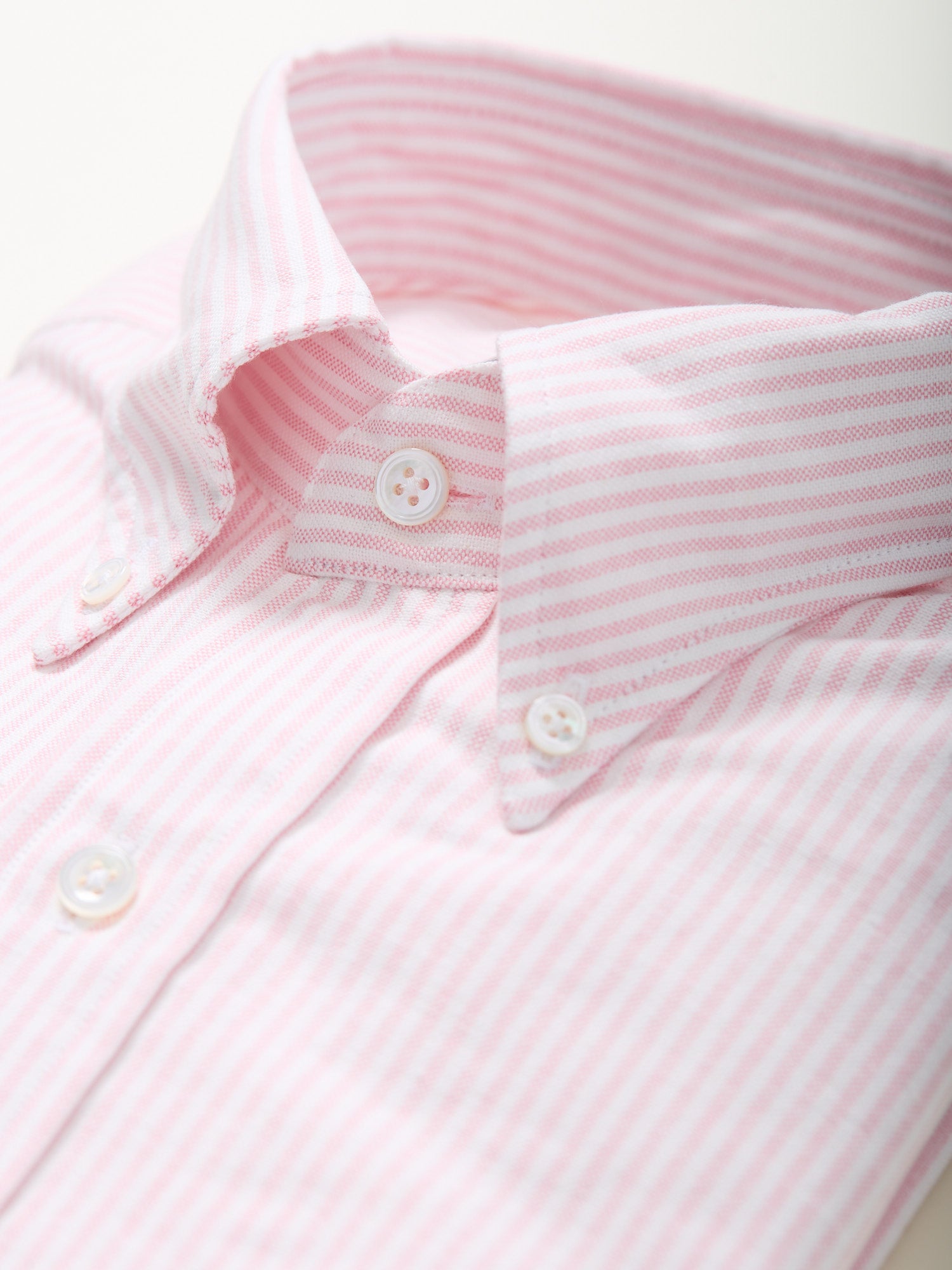 Oxford Cloth Button Down Shirt Light Pink Ticking Stripe