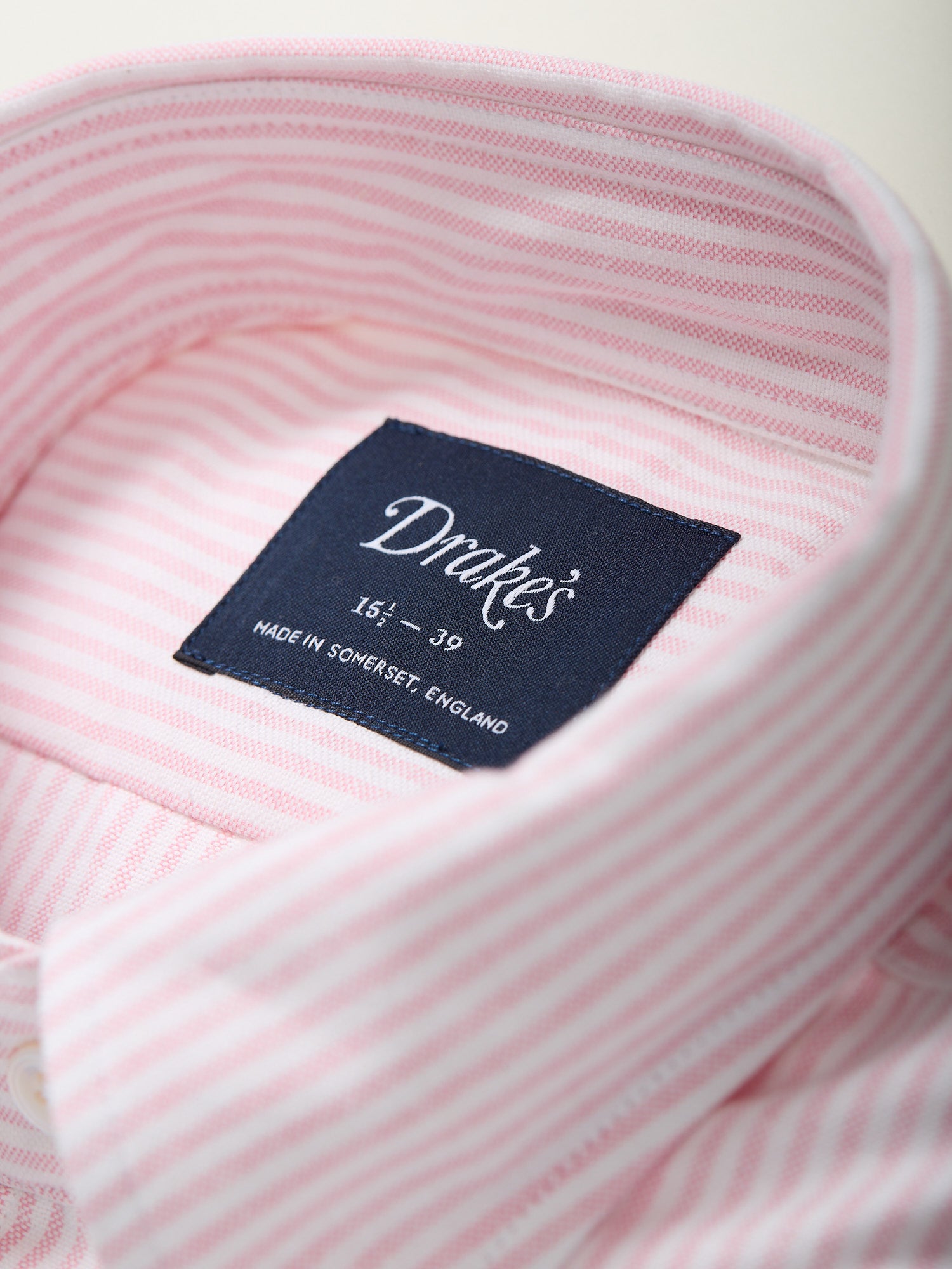 Oxford Cloth Button Down Shirt Light Pink Ticking Stripe