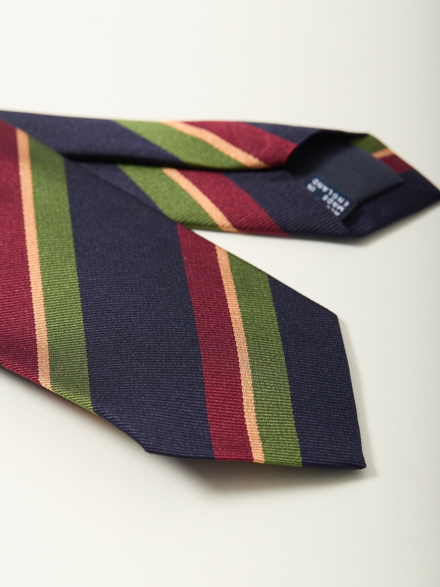 Sandwich Stripe Repp Silk Tie Navy/Green/Red