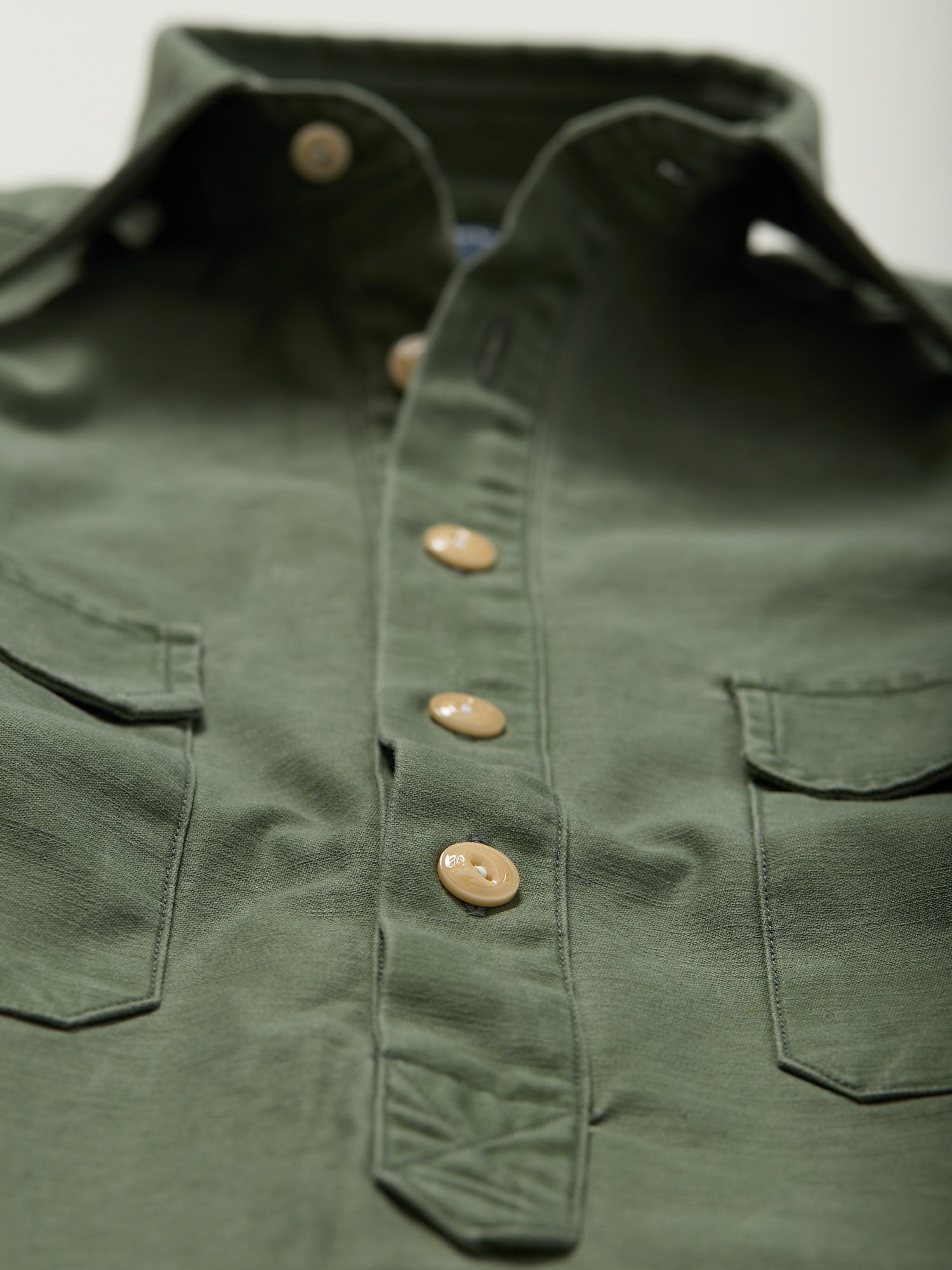 Satin Popover Work Shirt Military Green