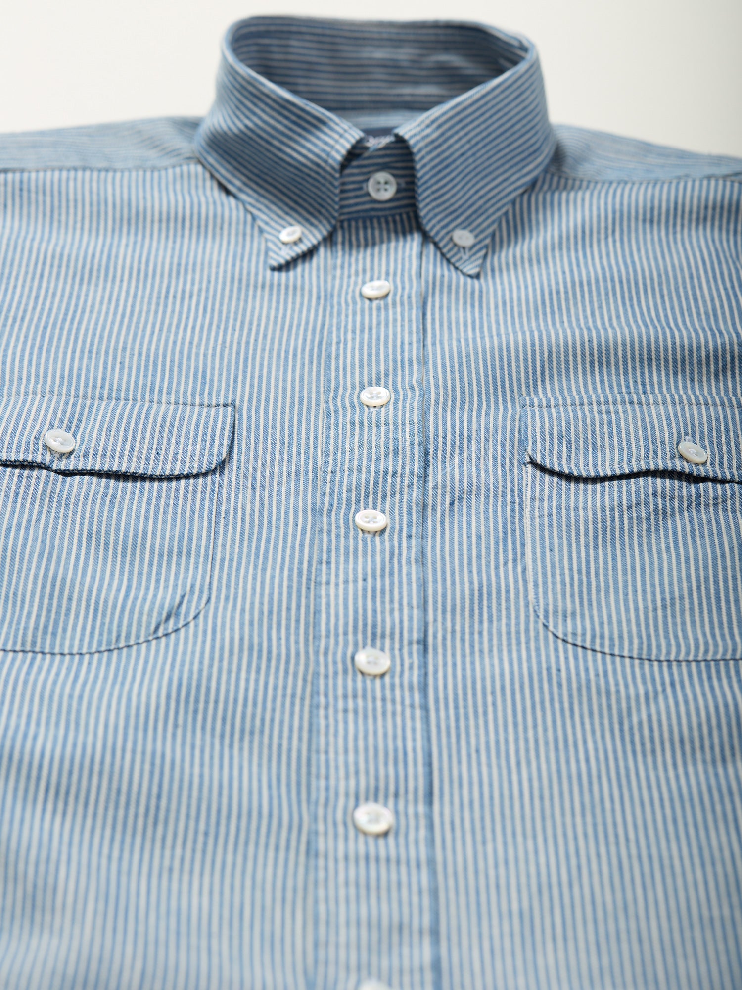 Striped Denim Work Shirt Blue