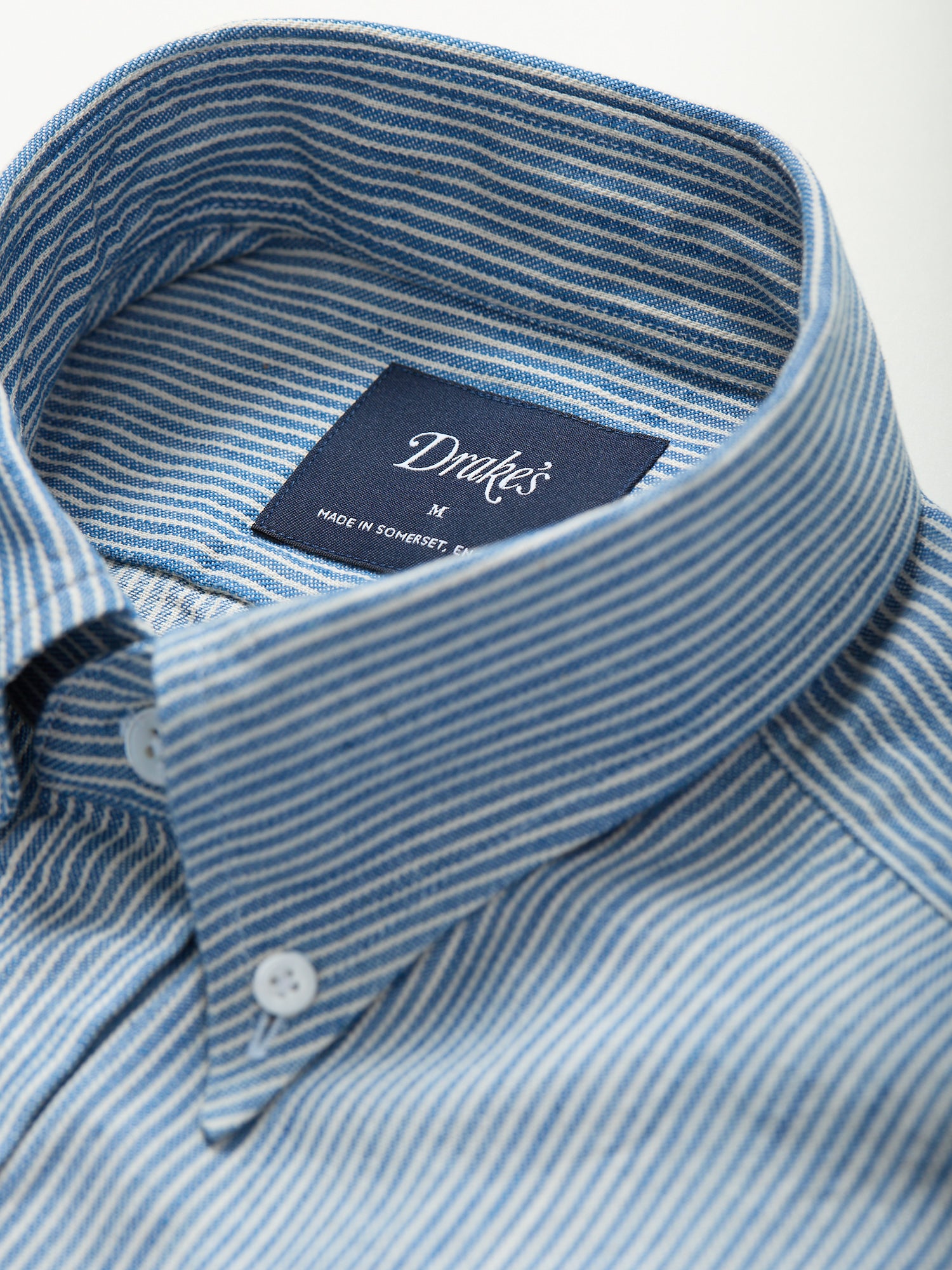 Striped Denim Work Shirt Blue