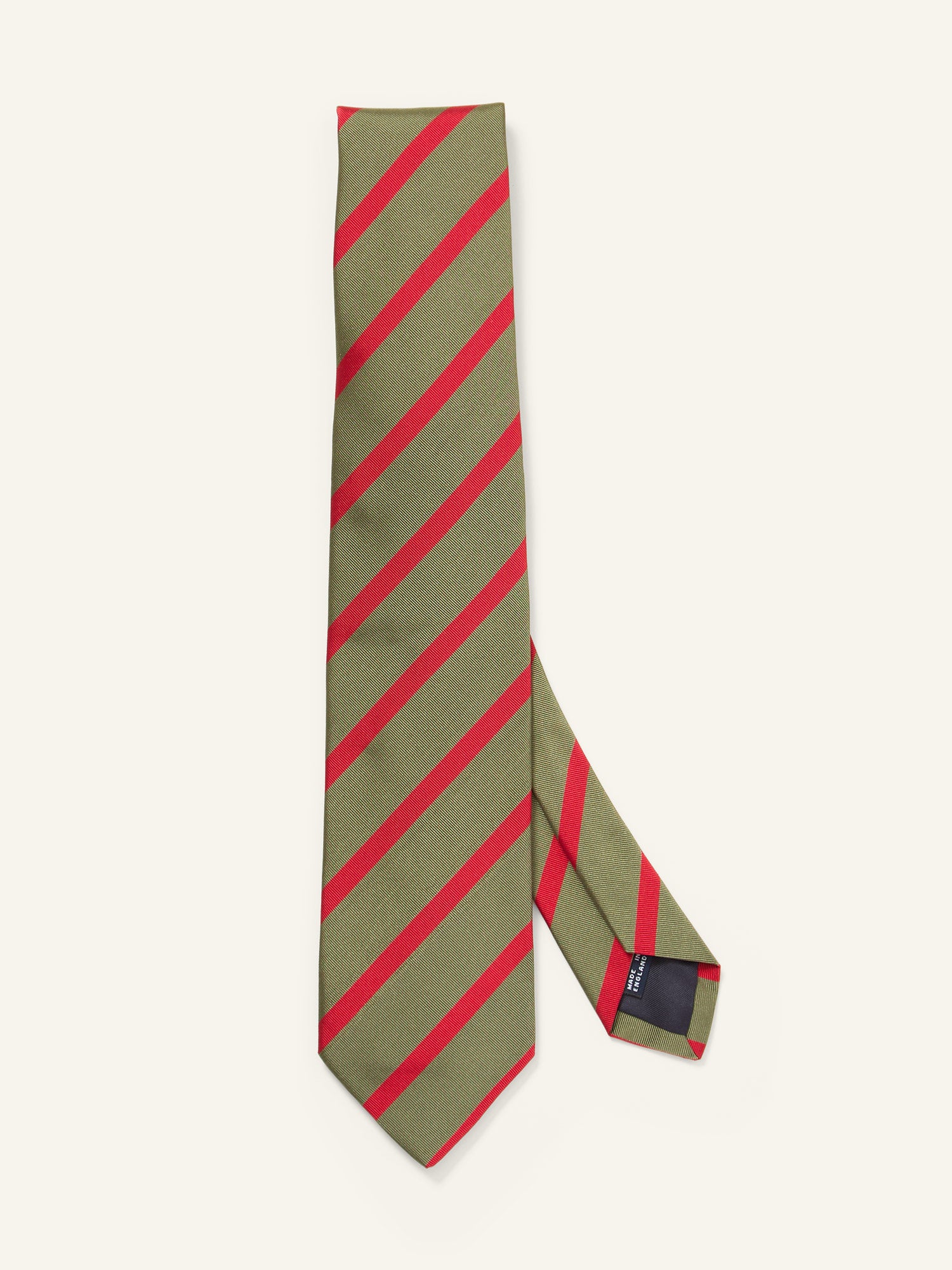 Bar Stripe Mogador Tie Olive & Red