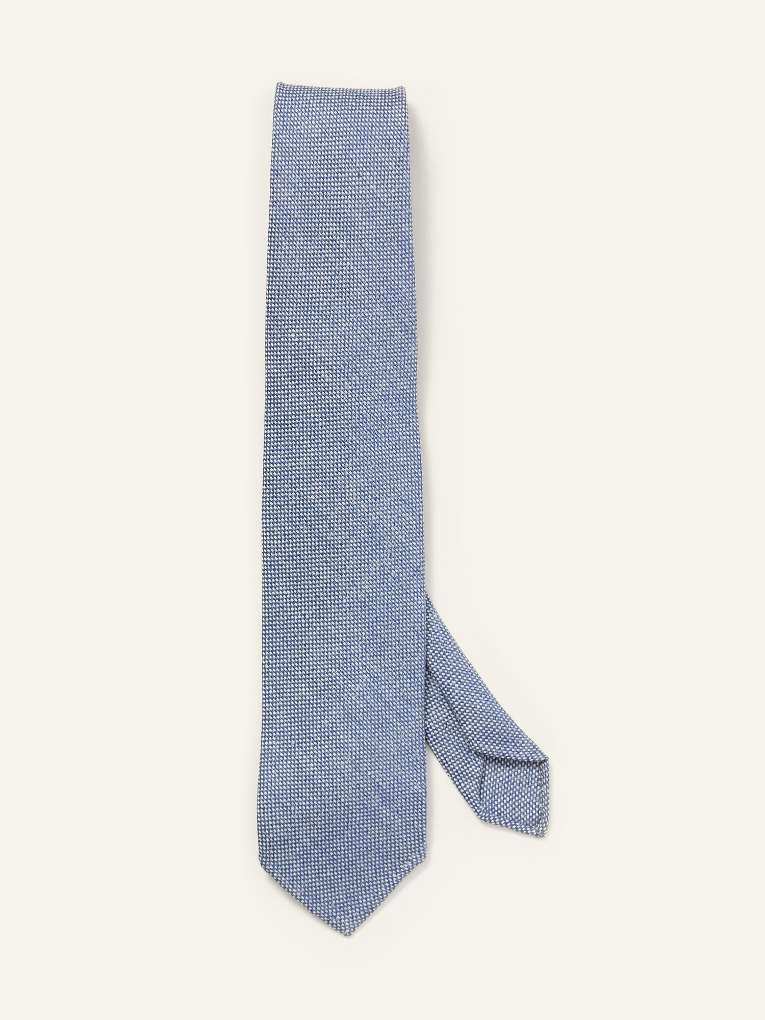 Pin-Dot Motif Linen-Silk Tie Blue