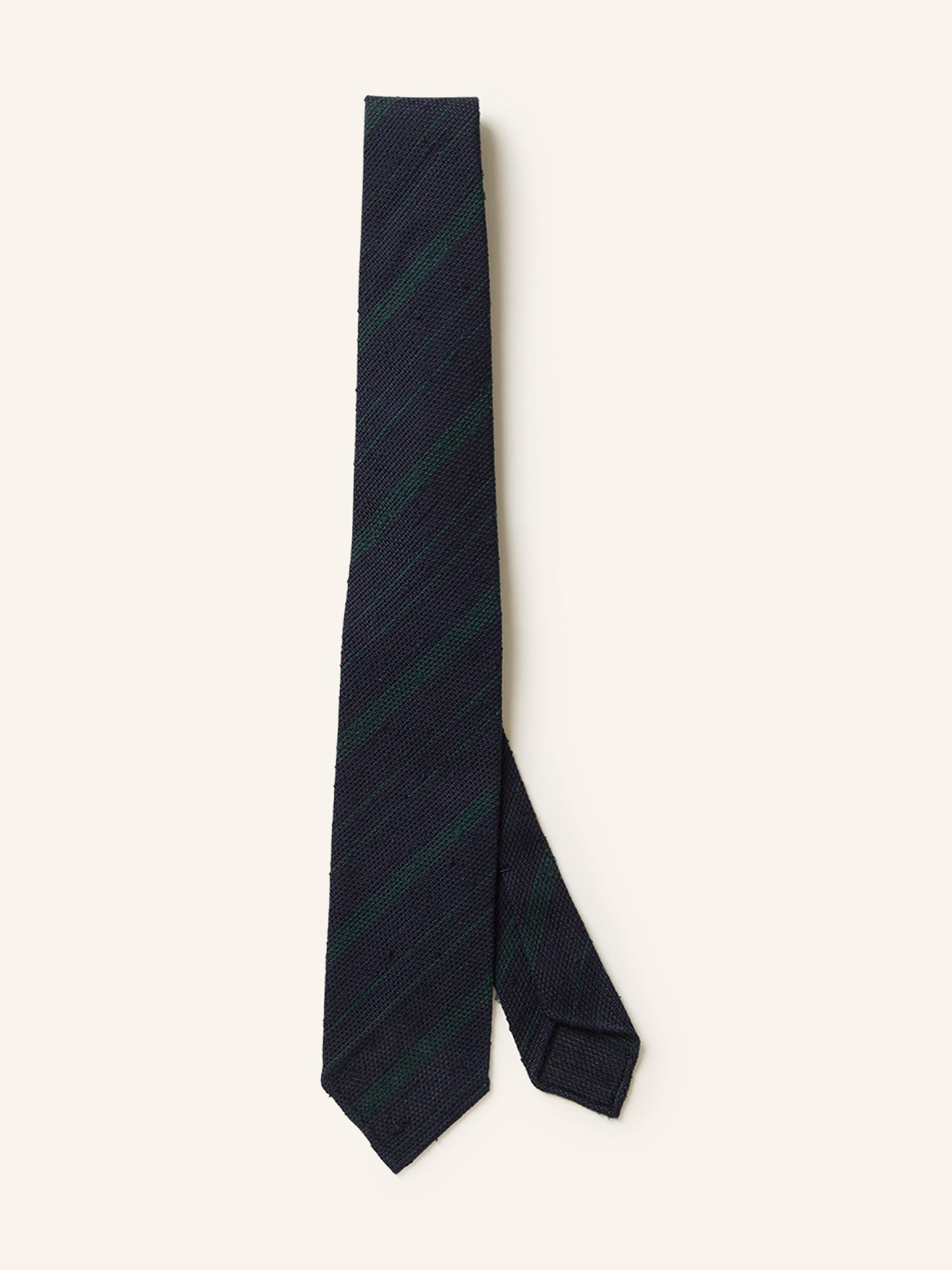 Striped Shantung Grenadine Silk Tie Navy/Green