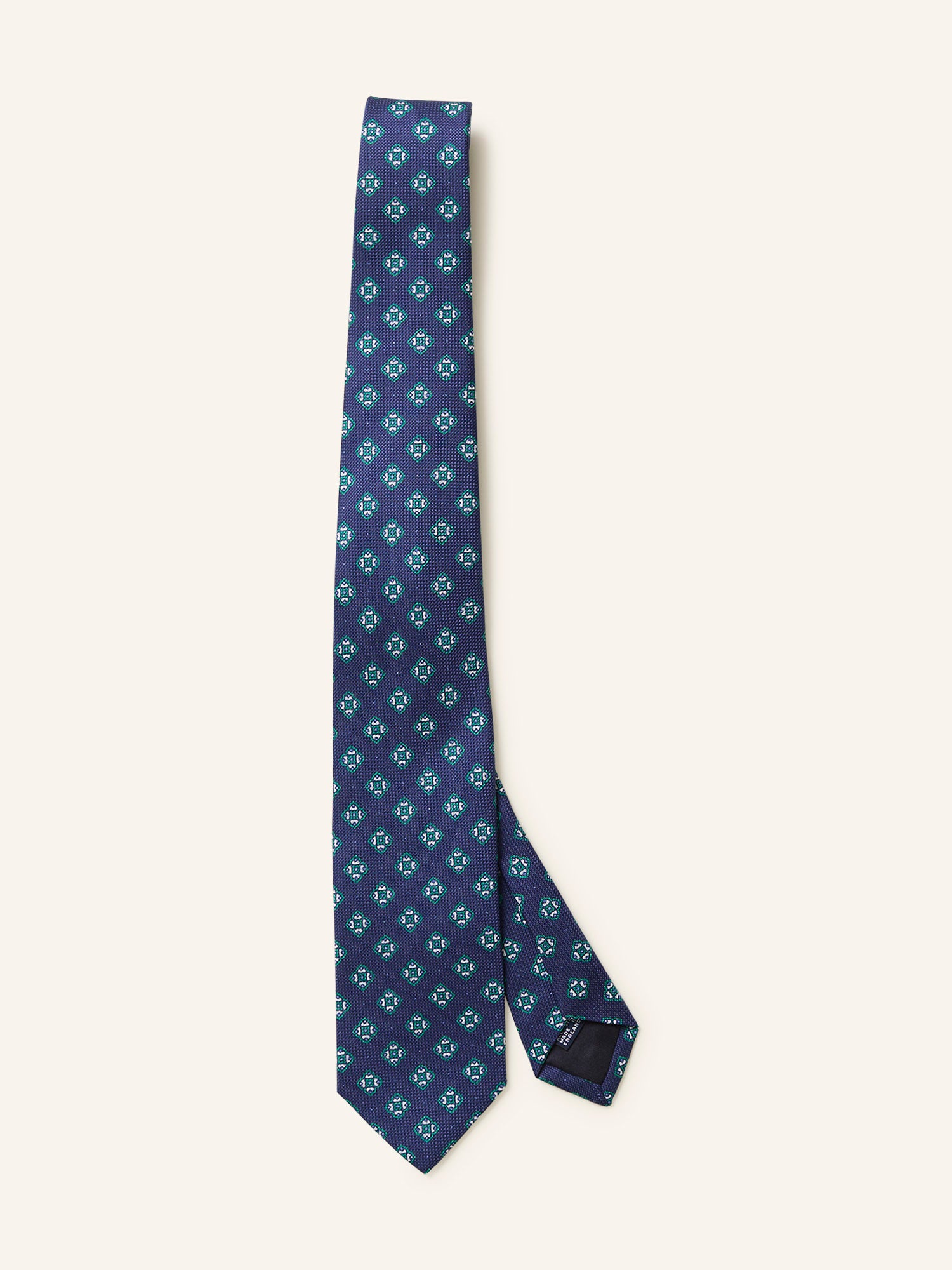 Medalion Print Hopsack Silk Tie Blue