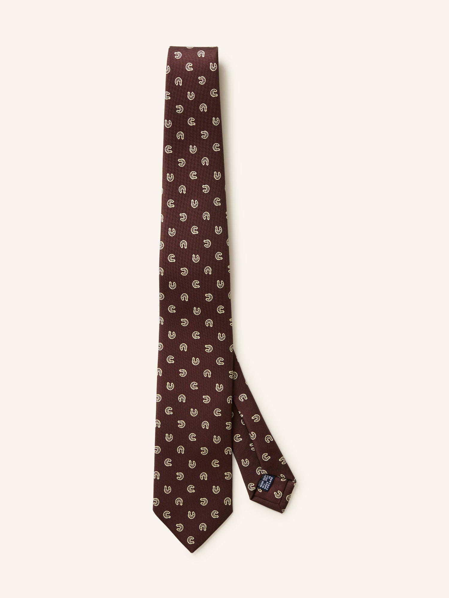 Shrimp Print Silk Tie Brown