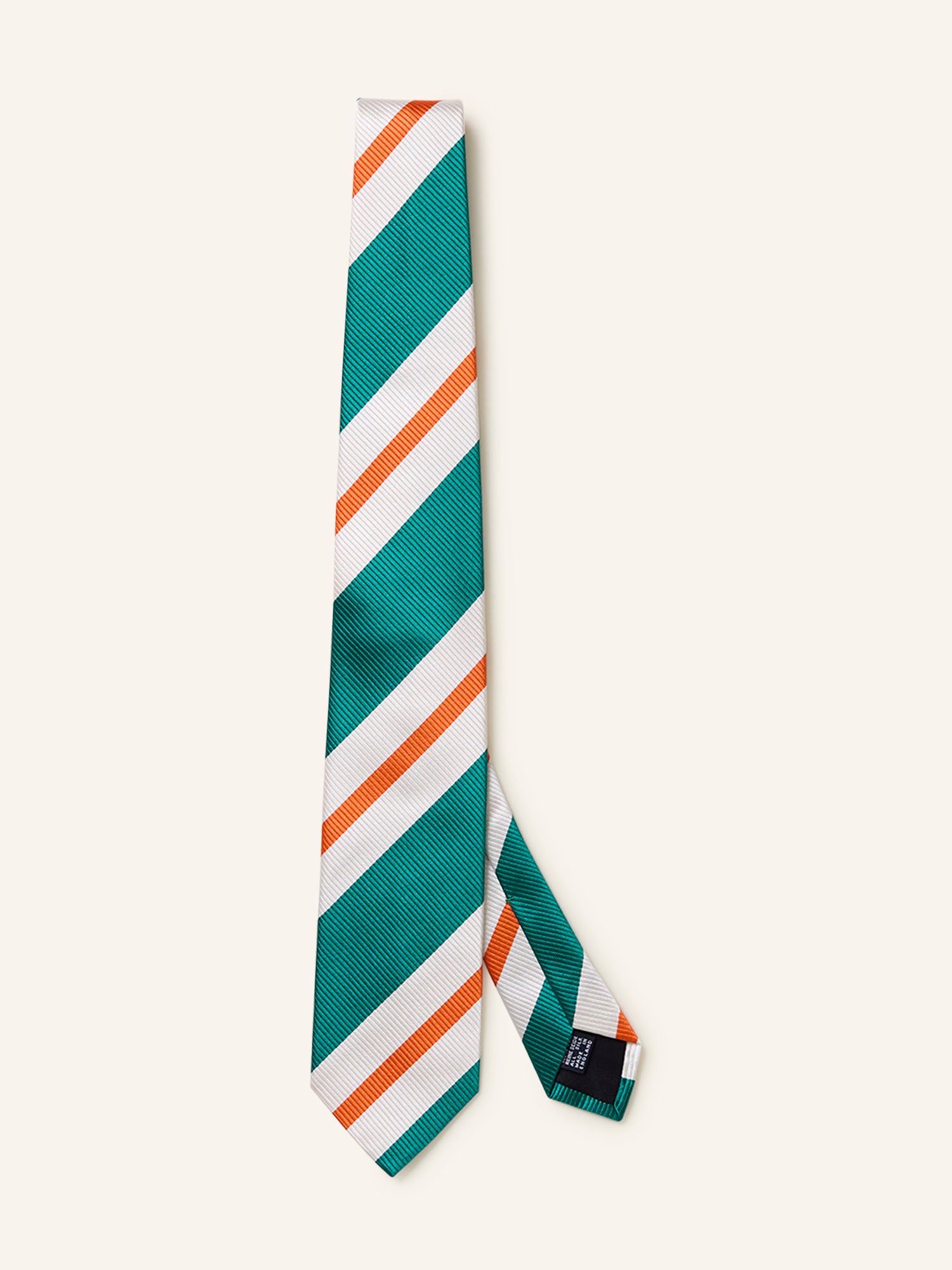 Striped Repp Silk Tie Green/White/Orange