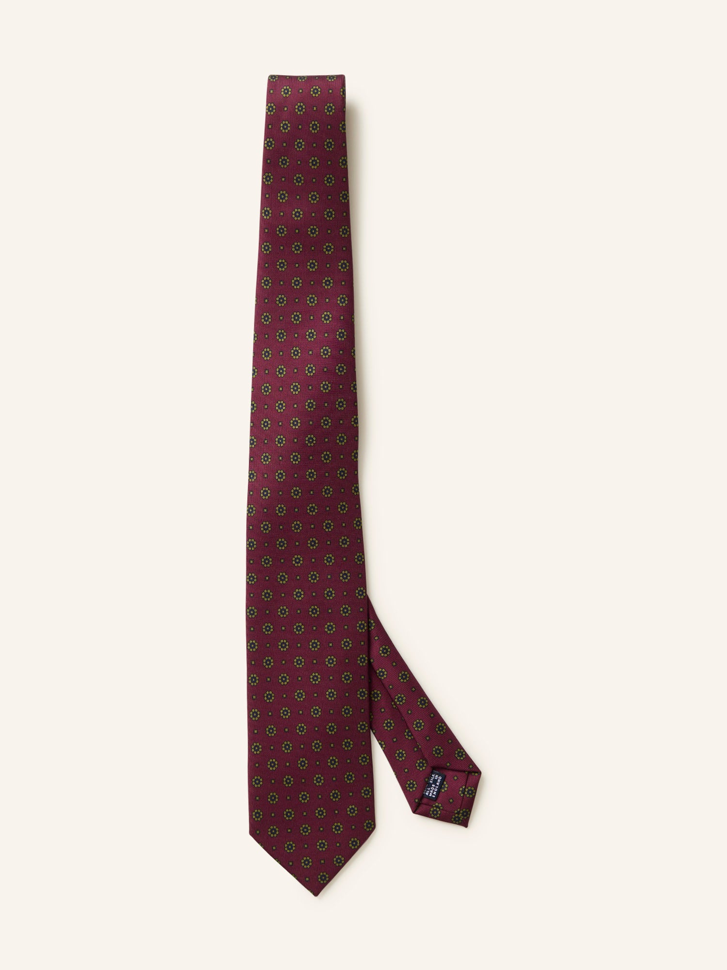 Flower Print Silk Tie Burgundy