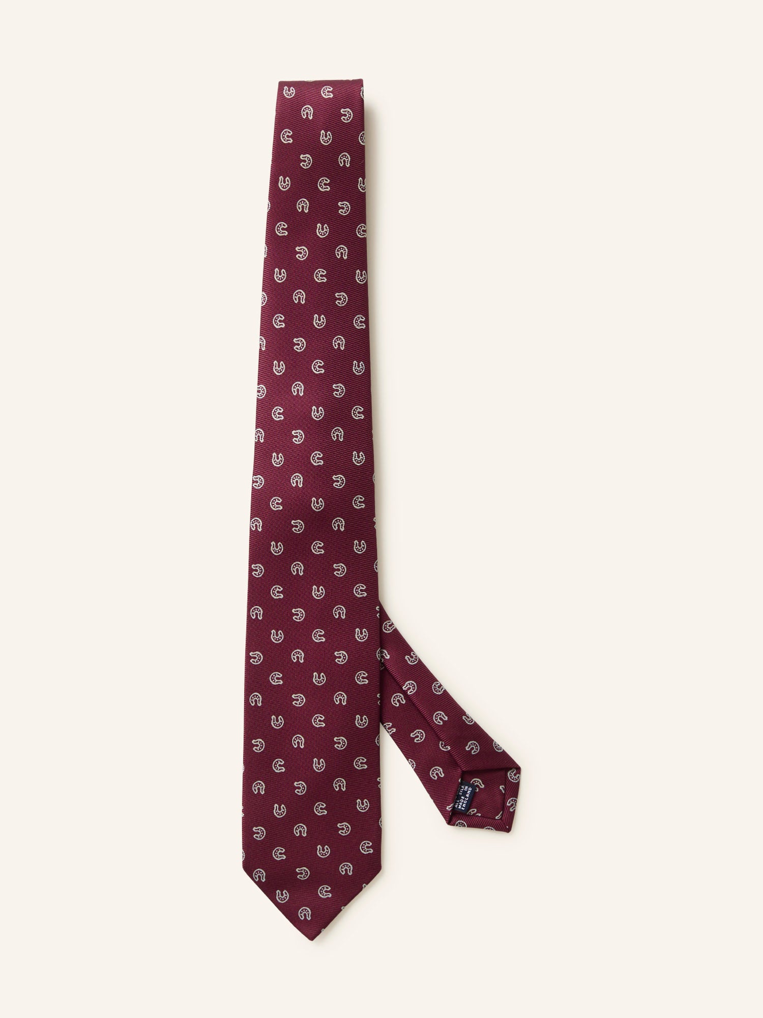 Shrimp Print Silk Tie Burgundy