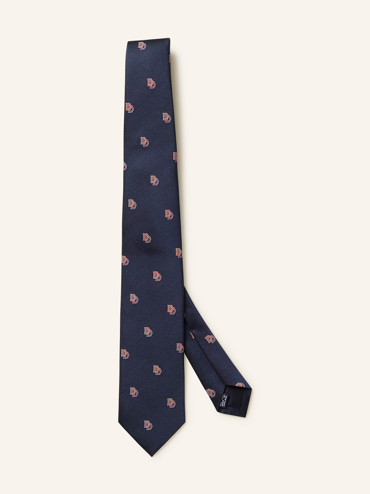 D Motif Silk Tie Navy