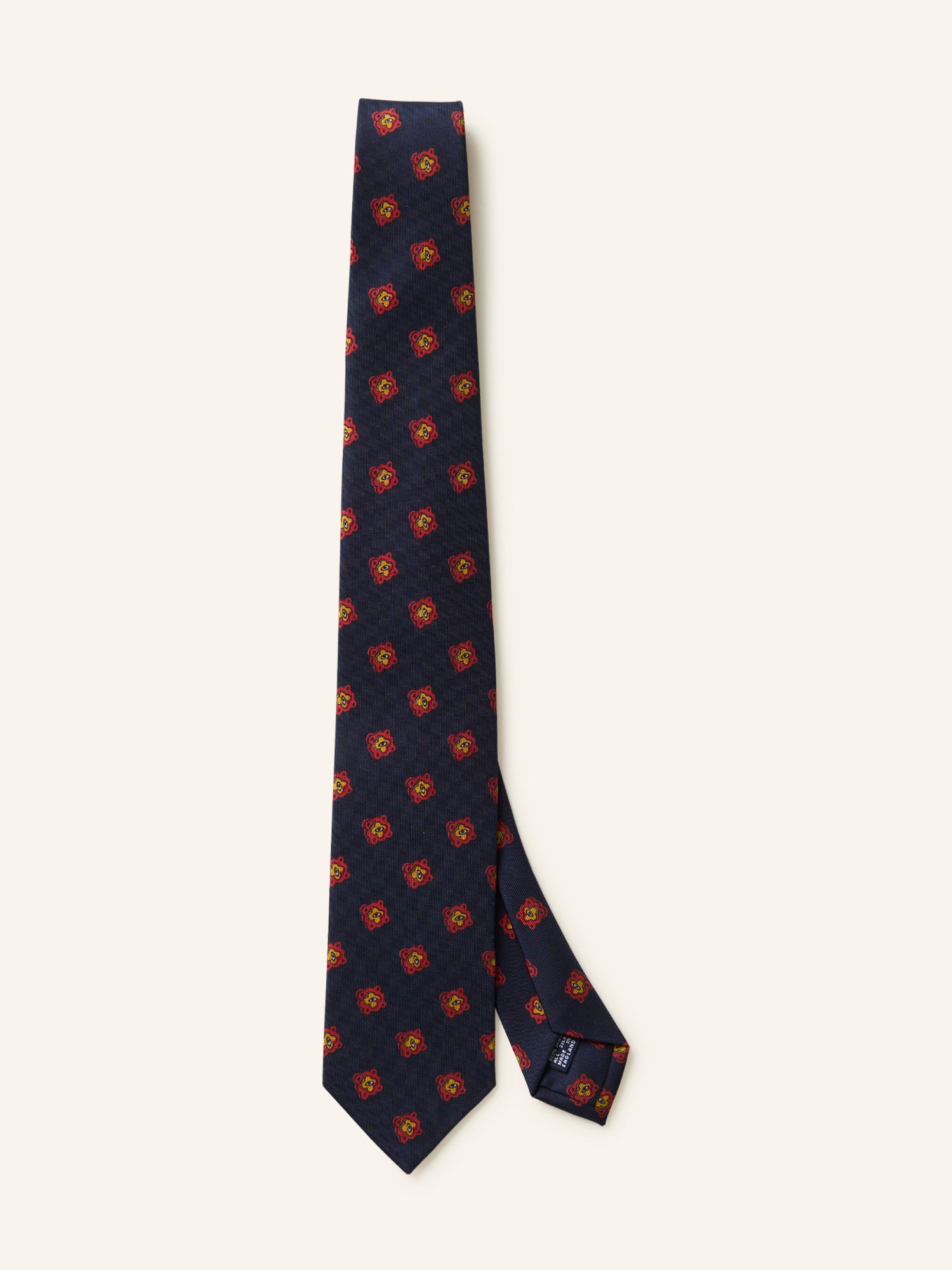 Eye Medallion Print Silk Tie Navy