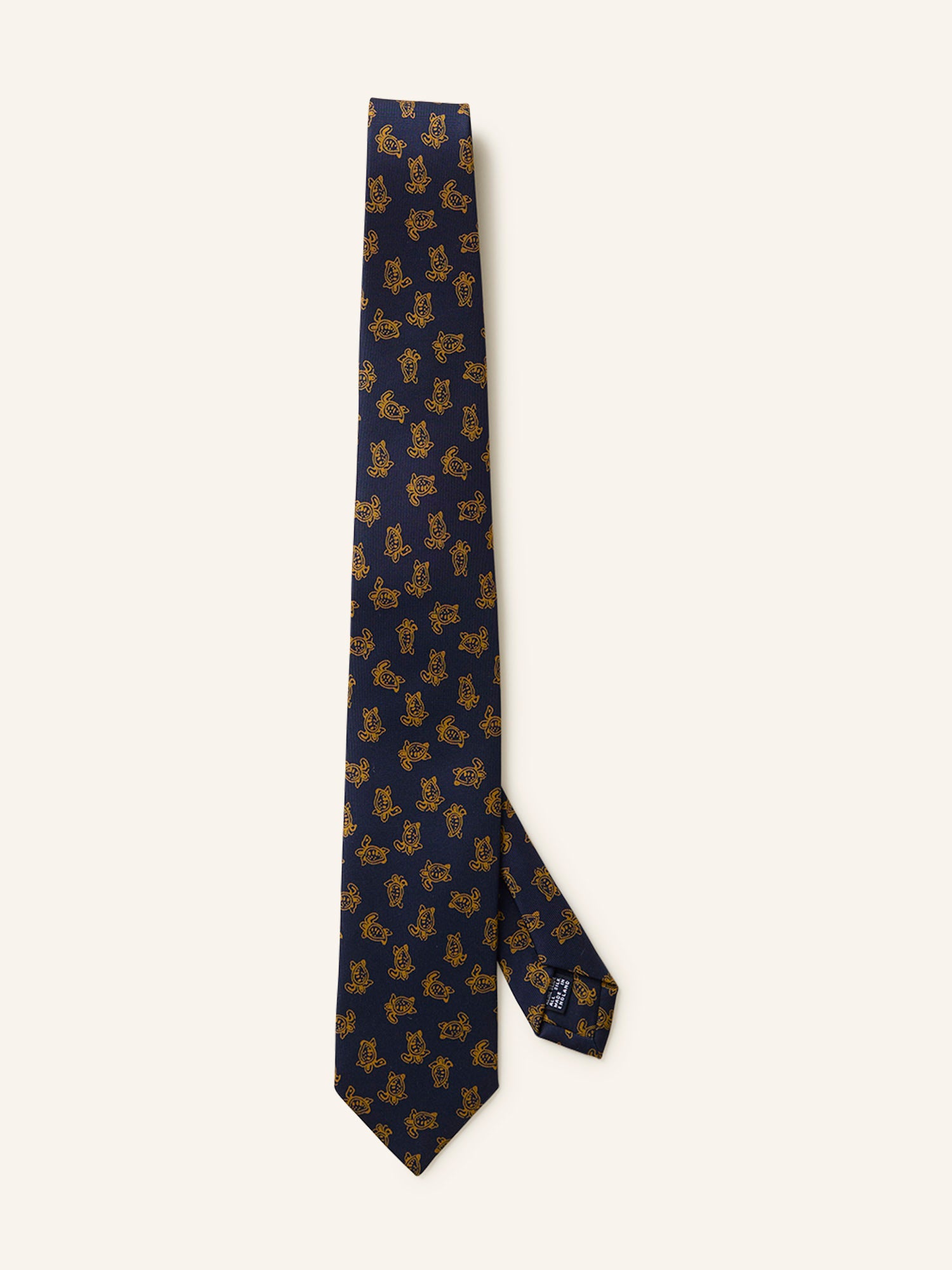 Turtle Print Silk Tie Navy