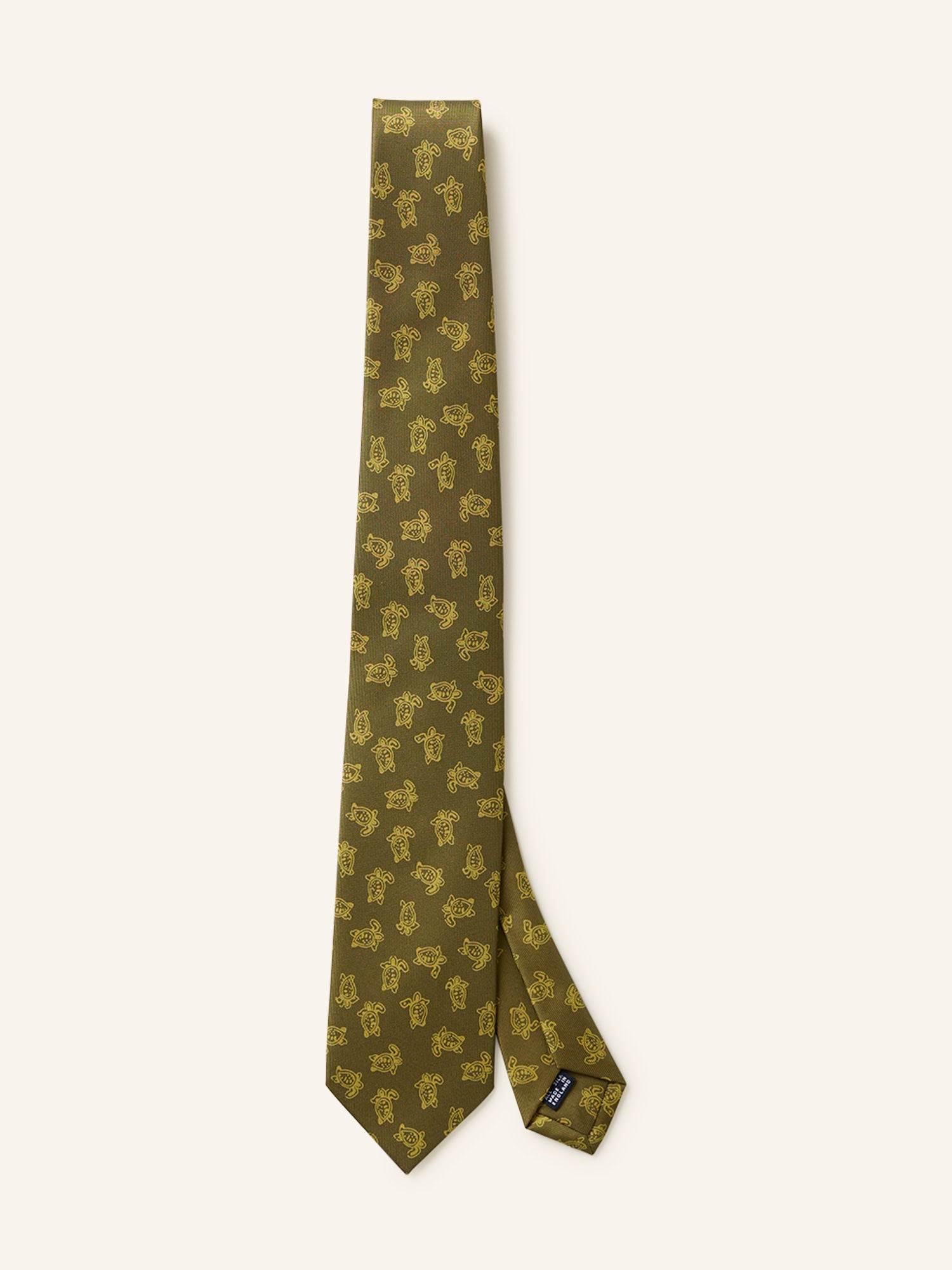 Drake's Turtle Print Silk Tie Green